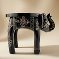 Gulabi Craft Handcrafted Wooden Elephant Stool (8-Inch) – Traditional Indian Painted Decorative Accent & Side Table
