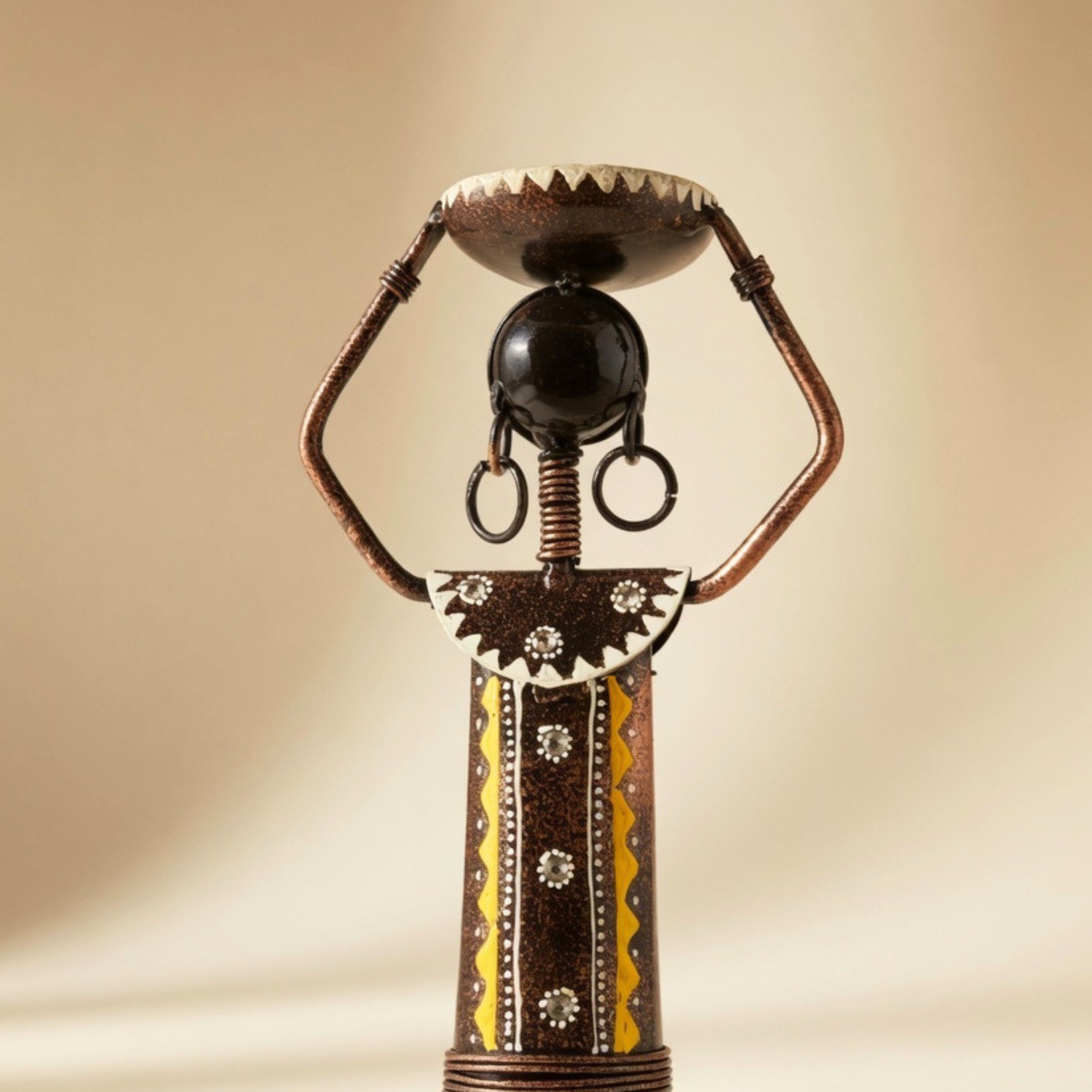 Handmade Tribal Luber Lady Metal Figurine Set – Ethnic Home Decor