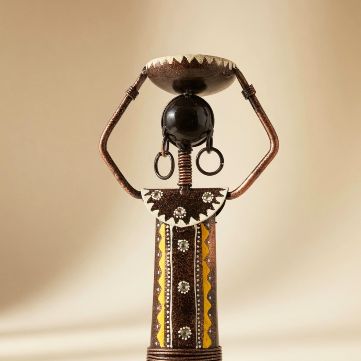 Handmade Tribal Luber Lady Metal Figurine Set – Ethnic Home Decor