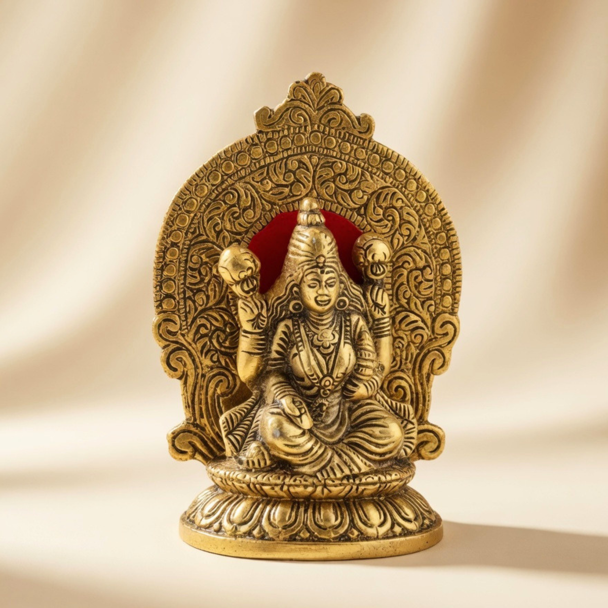 Gulabi Craft Kamal Mehrab Laxmi Ganesha Idol Set – Antique Gold Finish Pooja Room Decor &amp; Auspicious Gift Item