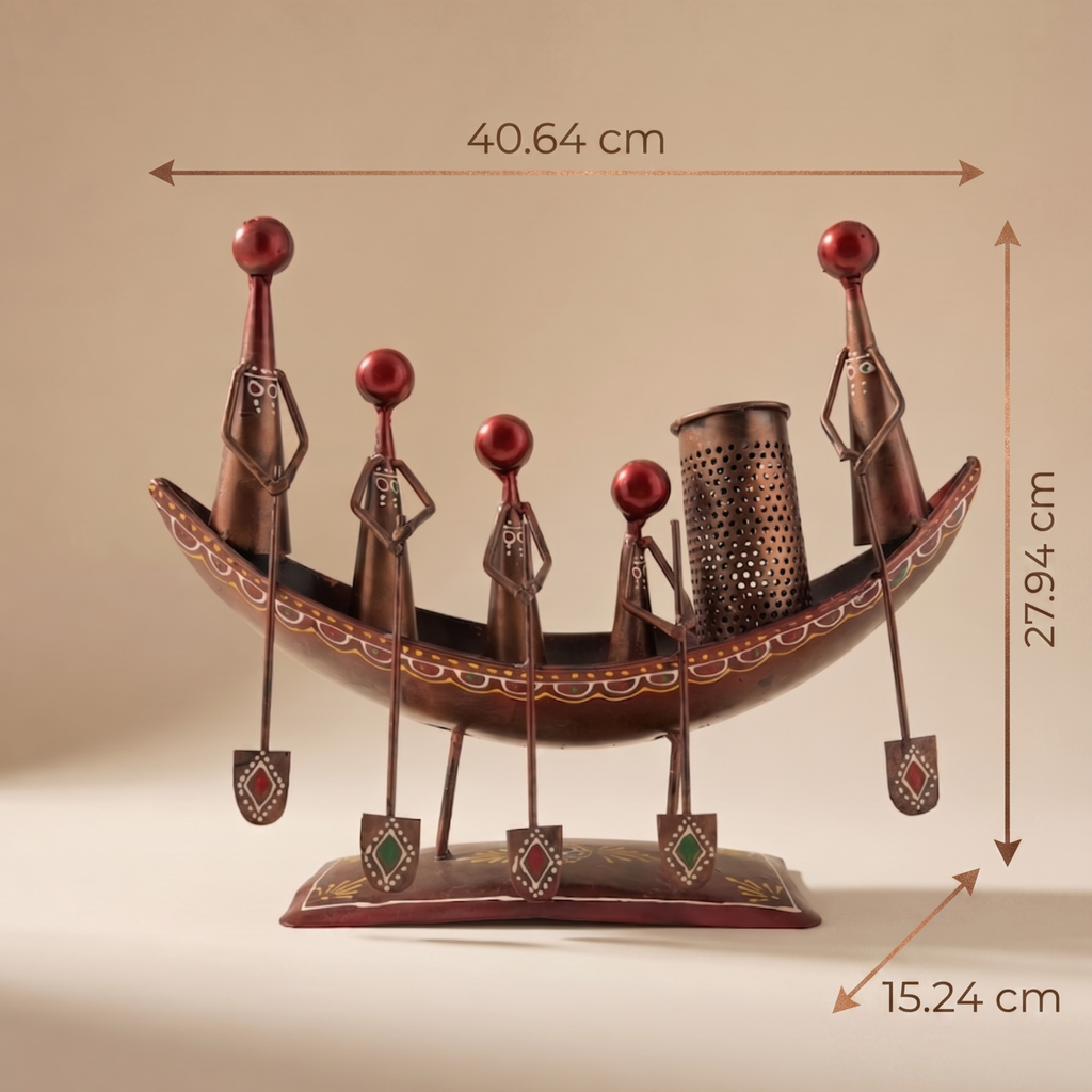 Handmade Metal Tribal Pen Holder – Artistic Desk Organizer Decor