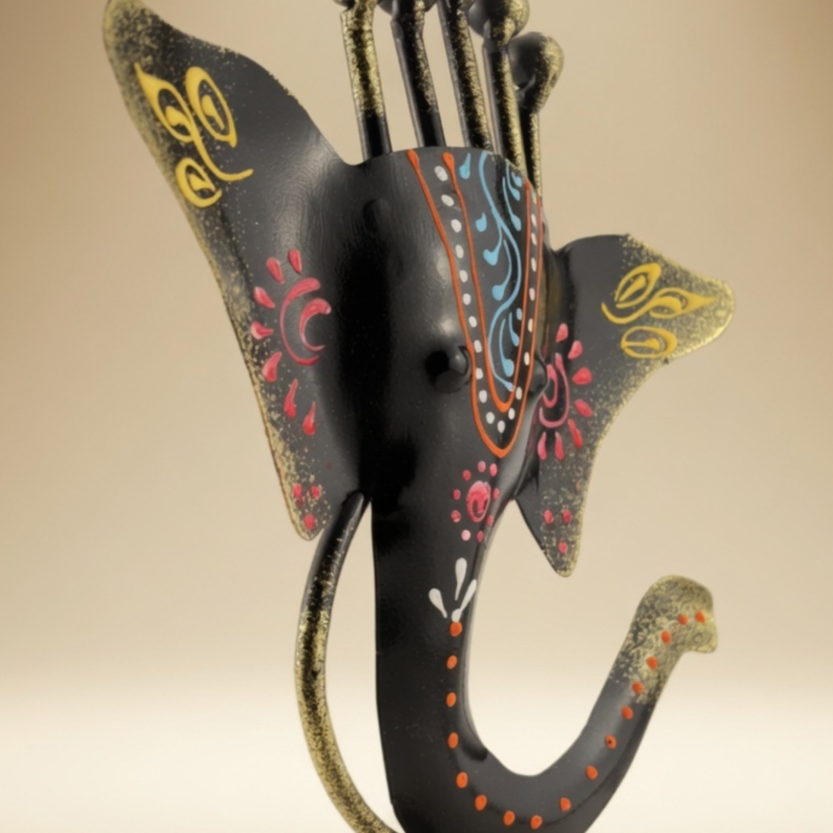 Handcrafted Ganesha Tea Light Holder – Black Metal Spiritual Table Decor & Gifting | Gulabi Craft