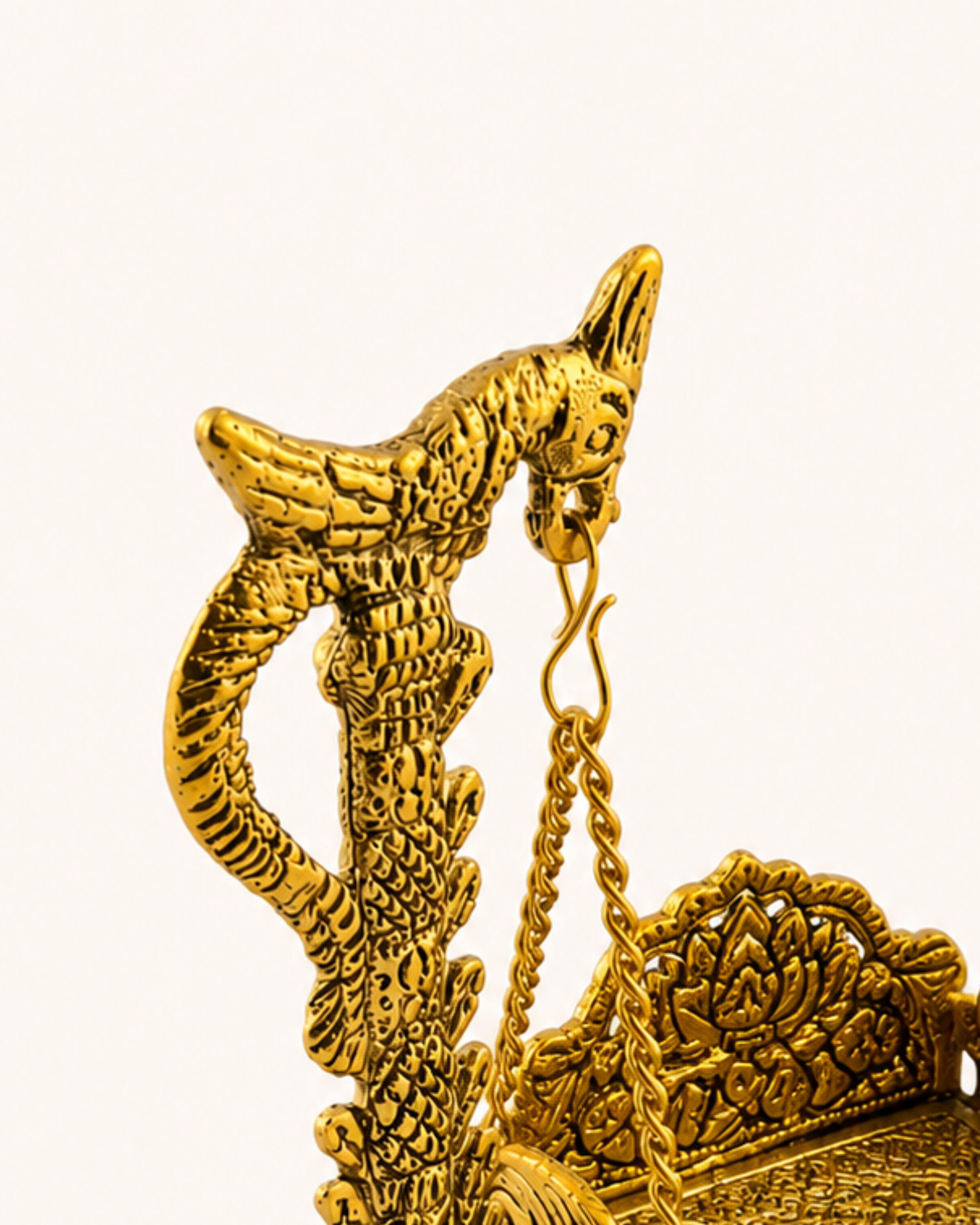 Gulabi Craft Handcrafted Parrot Krishna Jhula – Golden Laddu Gopal Swing Idol for Pooja Decor & Premium Gift Item