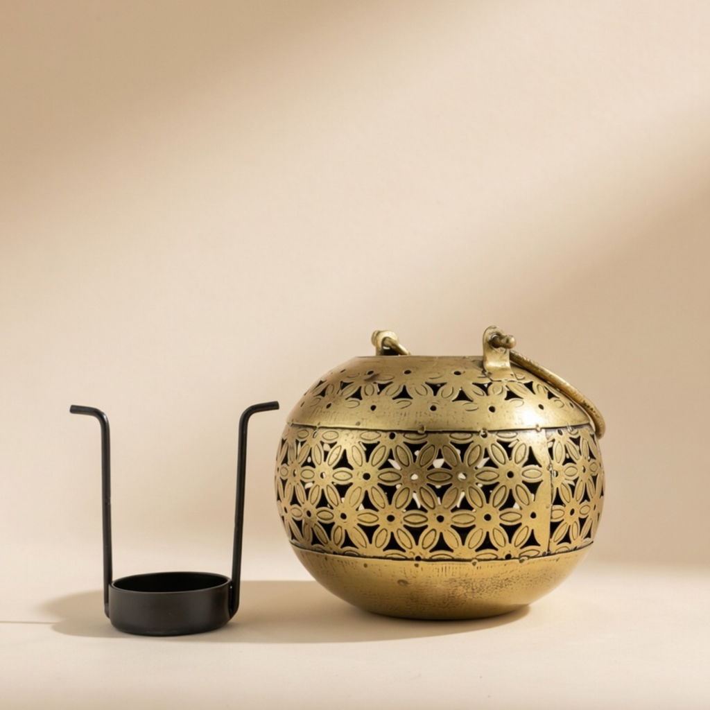 Handcrafted Candle Lotta Lantern – Vintage Metal Hanging Tea Light Holder Home Decor | Gulabi Craft
