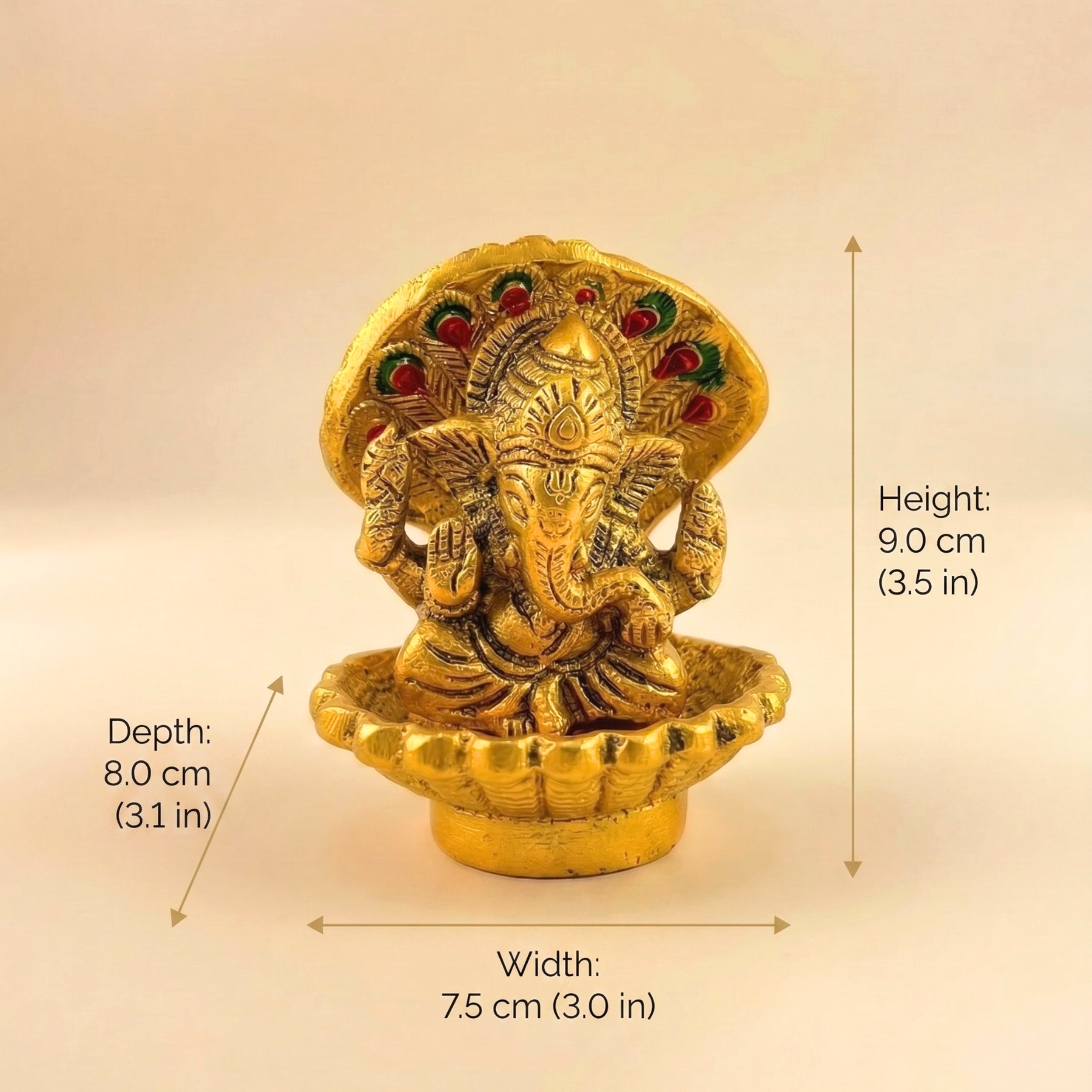 Handcrafted Seep Ganesha Idol – Antique Gold Seashell Ganpati for Home Decor &Premium Gifting | Gulabi Craft