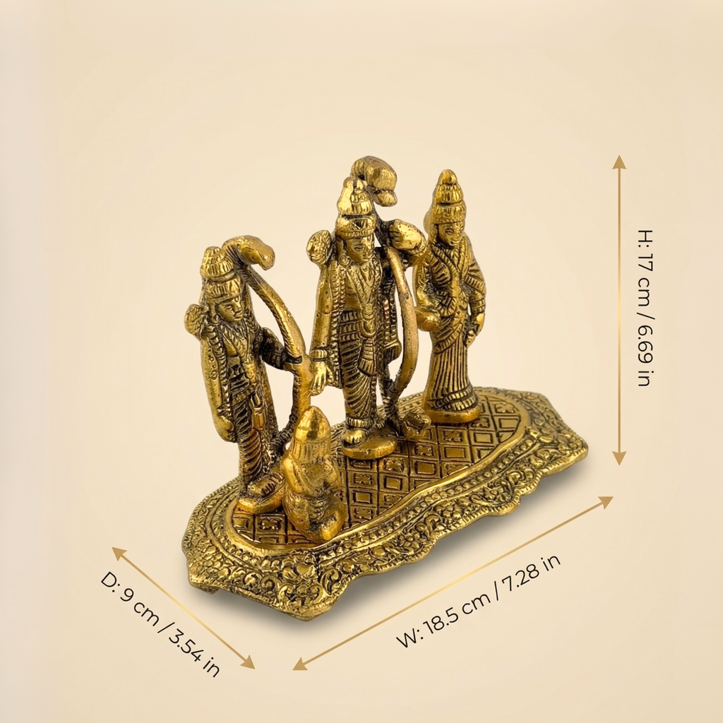 Handcrafted Ram Darbar Idol (Classic Edition) – Antique Gold Metal Statue for Pooja & Home Decor | Gulabi Craft