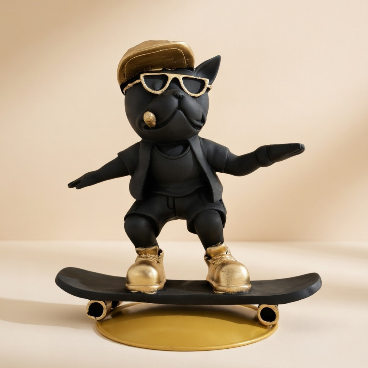 Cool Skateboarding Bulldog Figurine – Modern Resin Home Decor