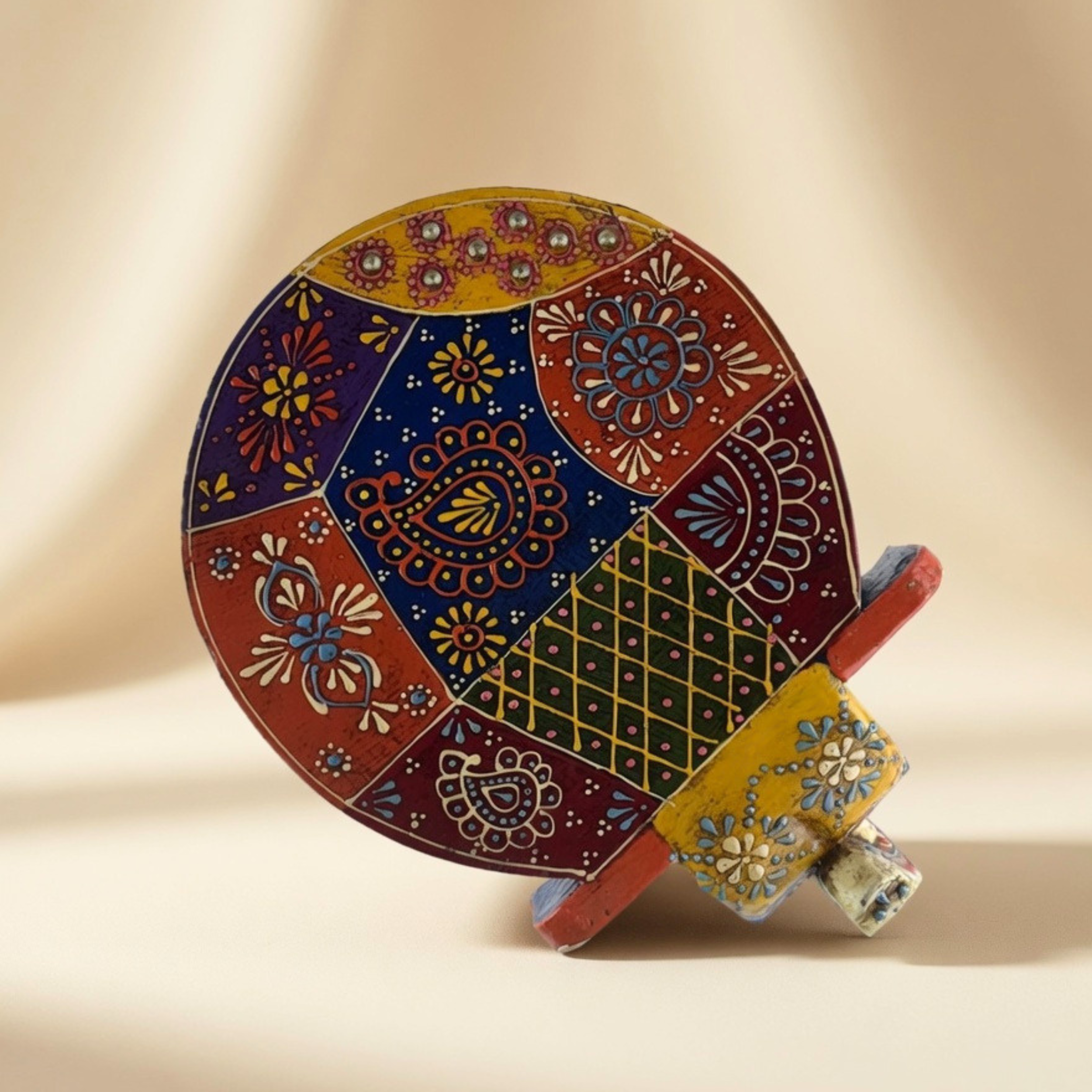 Gulabi Craft Handcrafted Blue Wooden Elephant Stool (8-Inch) – Royal Rajasthani Painted Decorative Side Table &amp; Accent Piece