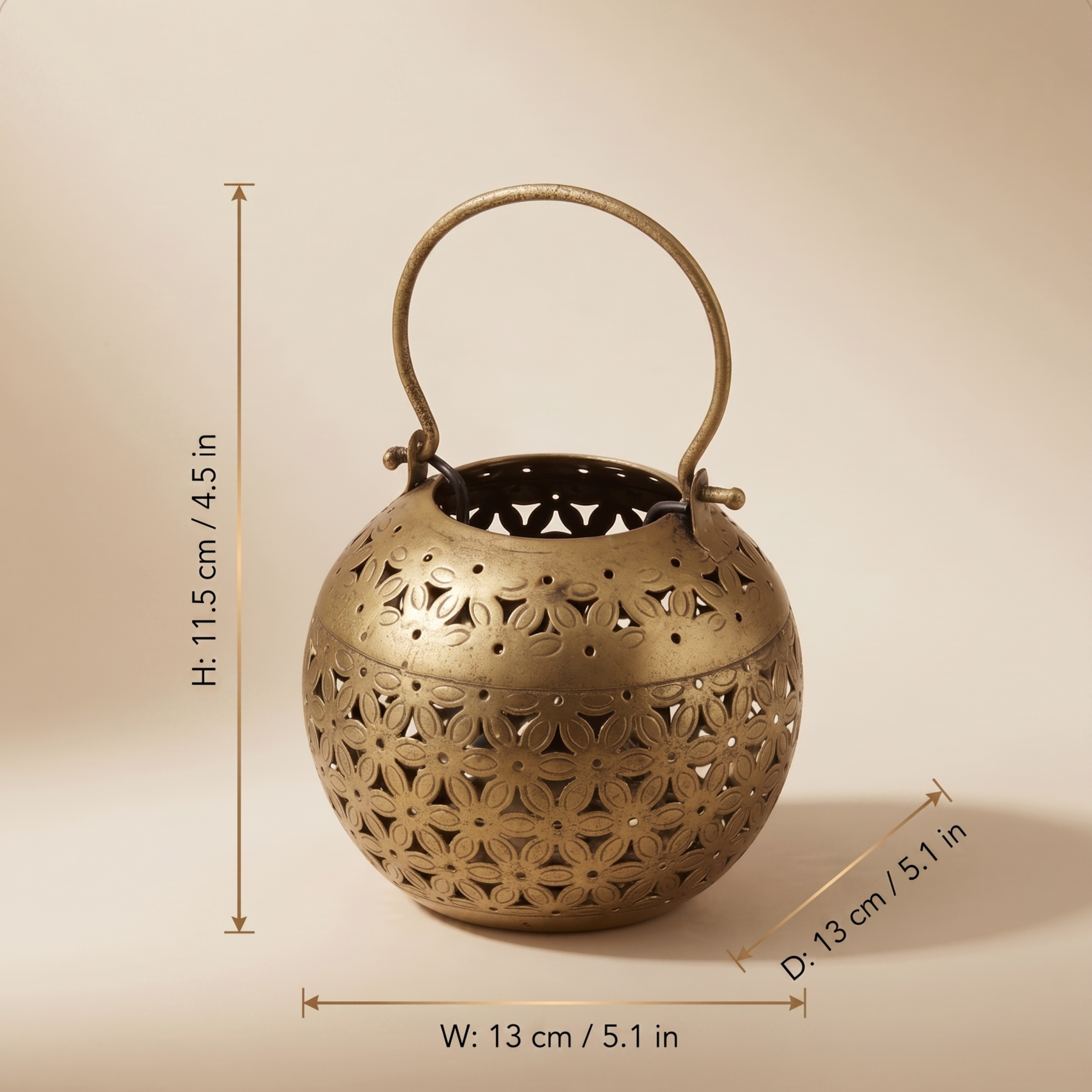 Handcrafted Candle Lotta Lantern – Vintage Metal Hanging Tea Light Holder Home Decor | Gulabi Craft