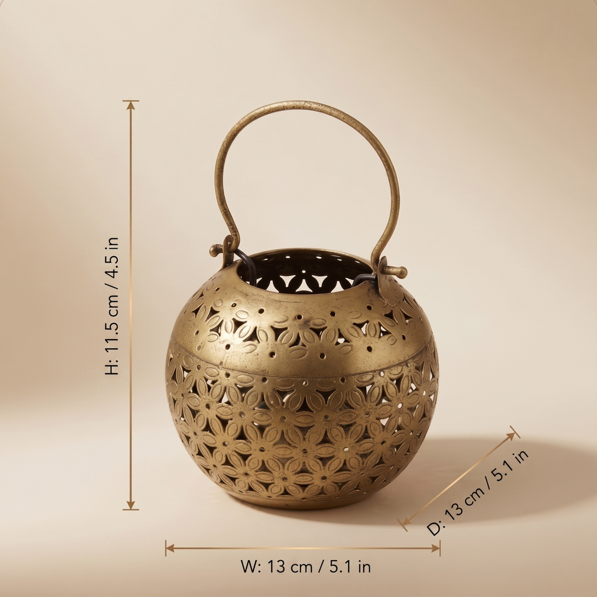Handcrafted Candle Lotta Lantern – Vintage Metal Hanging Tea Light Holder Home Decor | Gulabi Craft