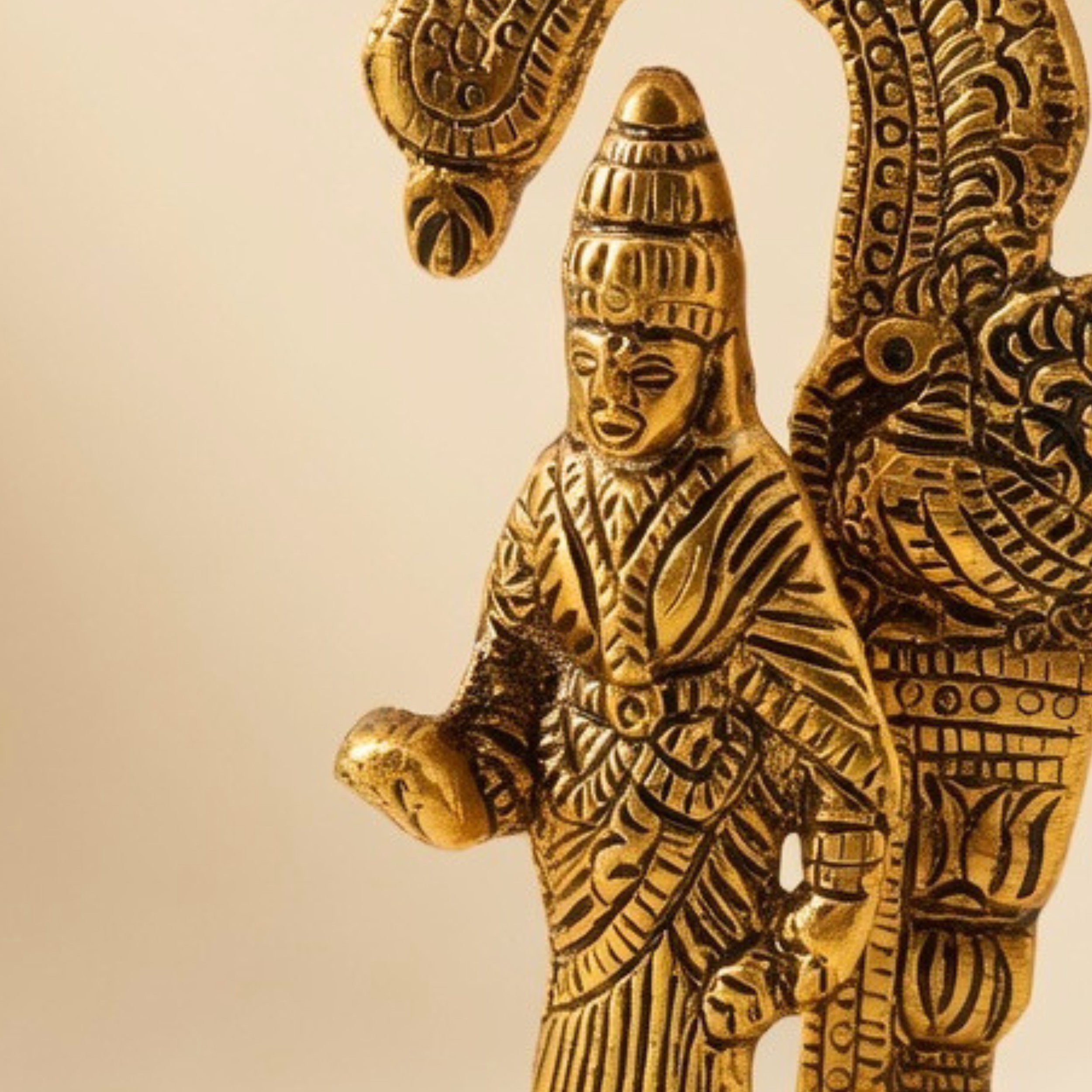 Gulabi Craft Handcrafted Ram Darbar Idol – Antique Gold Metal Statue for Pooja Room & Premium Home Decor