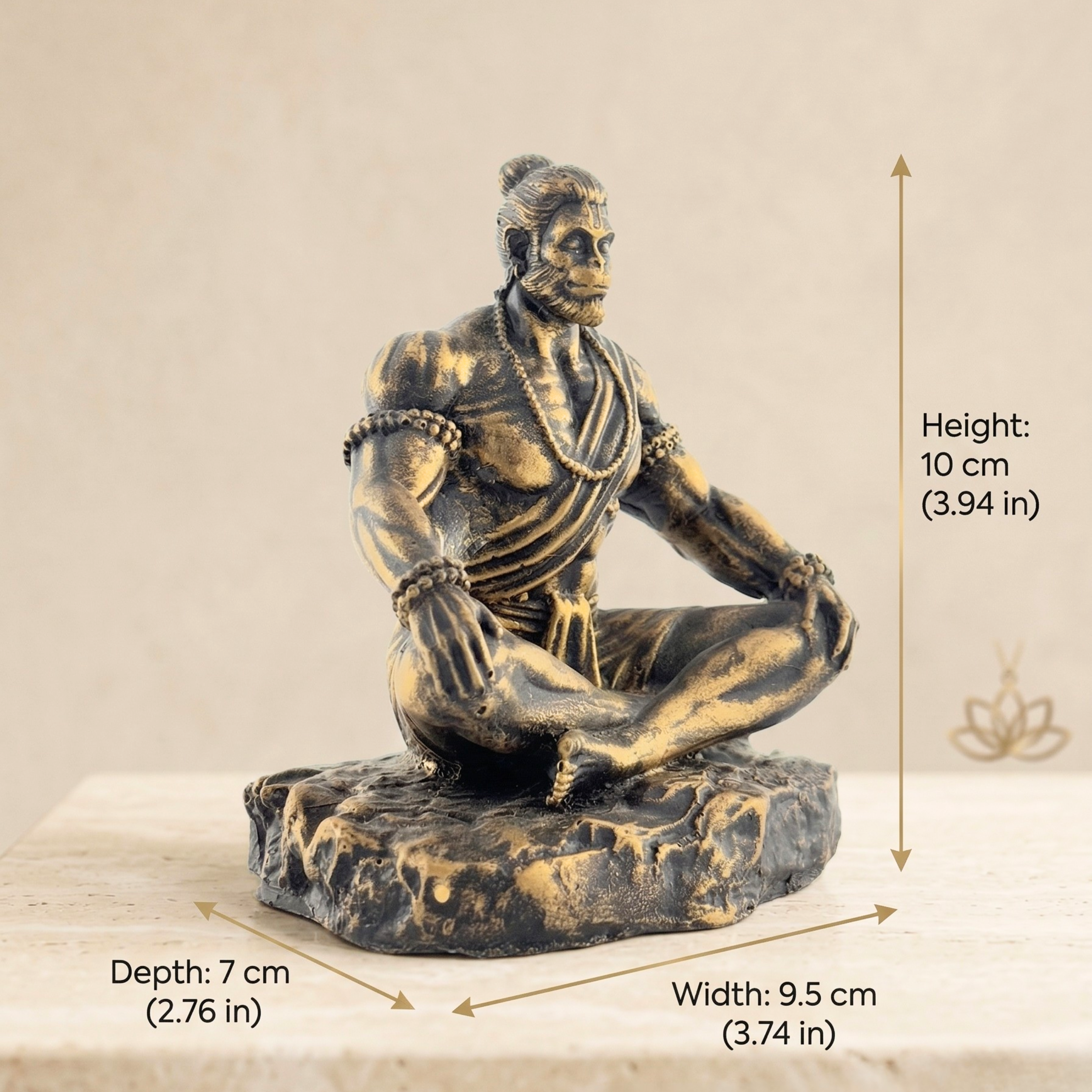 Meditating Hanuman Idol Statue – Spiritual Resin Home Decor