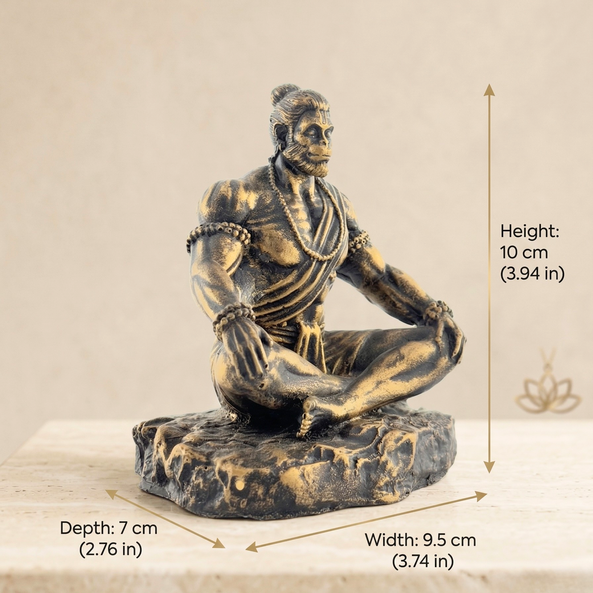 Meditating Hanuman Idol Statue – Spiritual Resin Home Decor