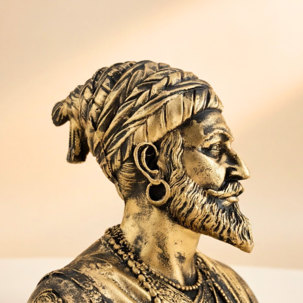 Chhatrapati Shivaji Maharaj Bust Statue Antique Gold Handcrafted&nbsp; Home Decor | Gulabi Craft