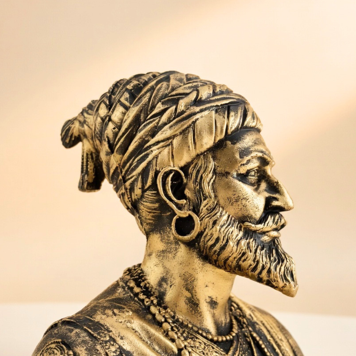 Chhatrapati Shivaji Maharaj Bust Statue Antique Gold Handcrafted&nbsp; Home Decor | Gulabi Craft