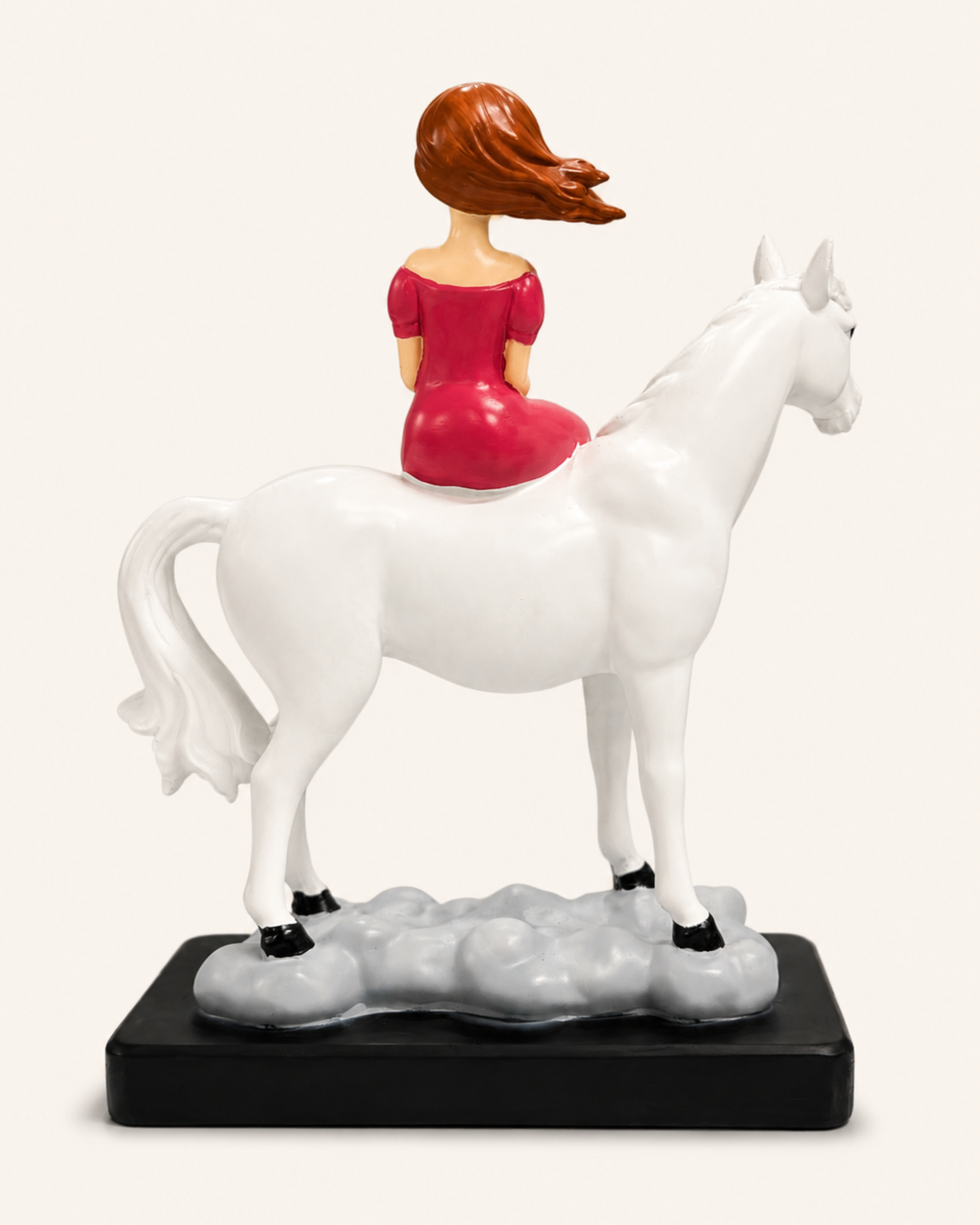 Fairytale Horse Rider Home Decor Piece | Handcrafted Resin Girl on White Horse Figurine for Table Decor | Gulabi Craft