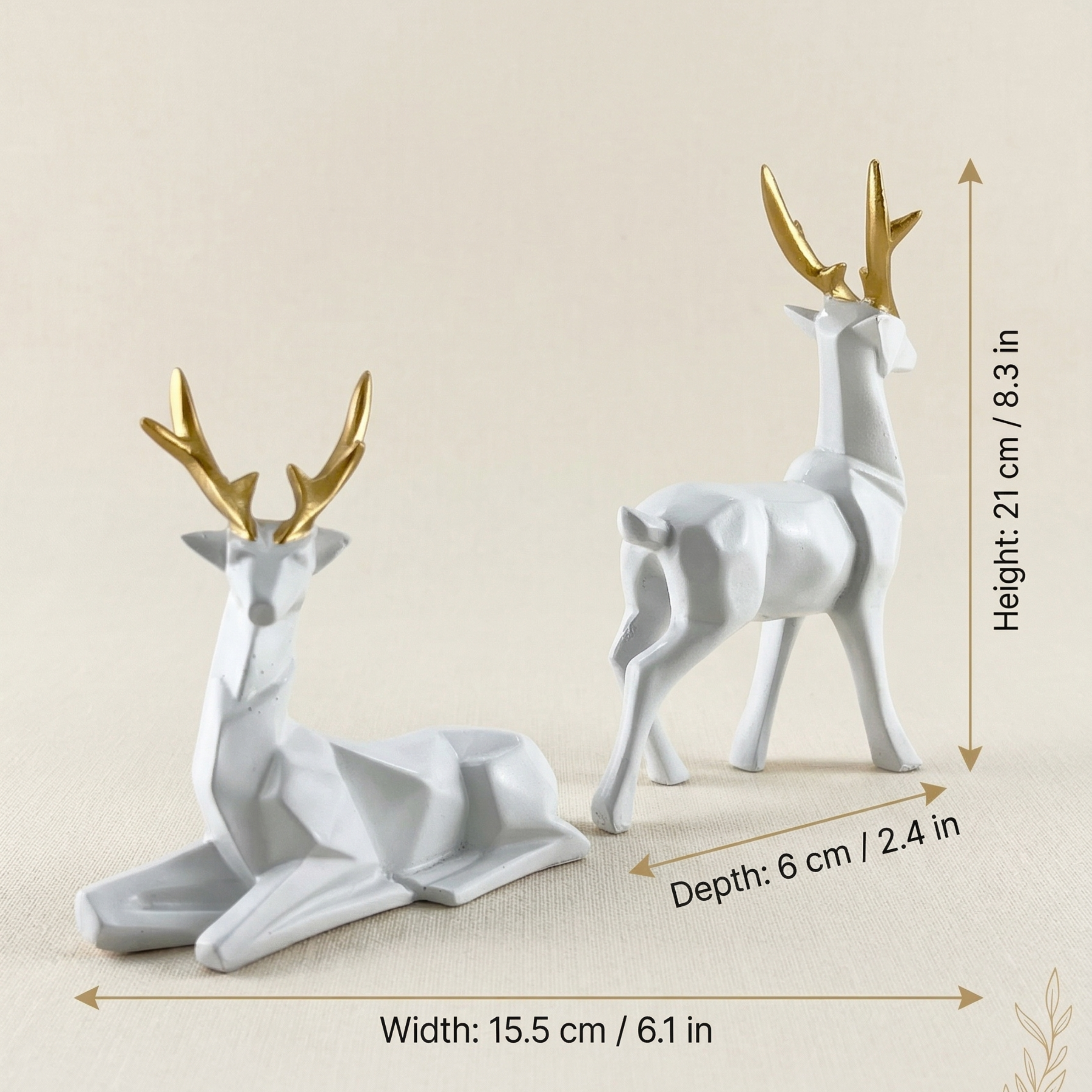 Modern White & Gold Deer Figurine Set – Luxury Home Decor Accent