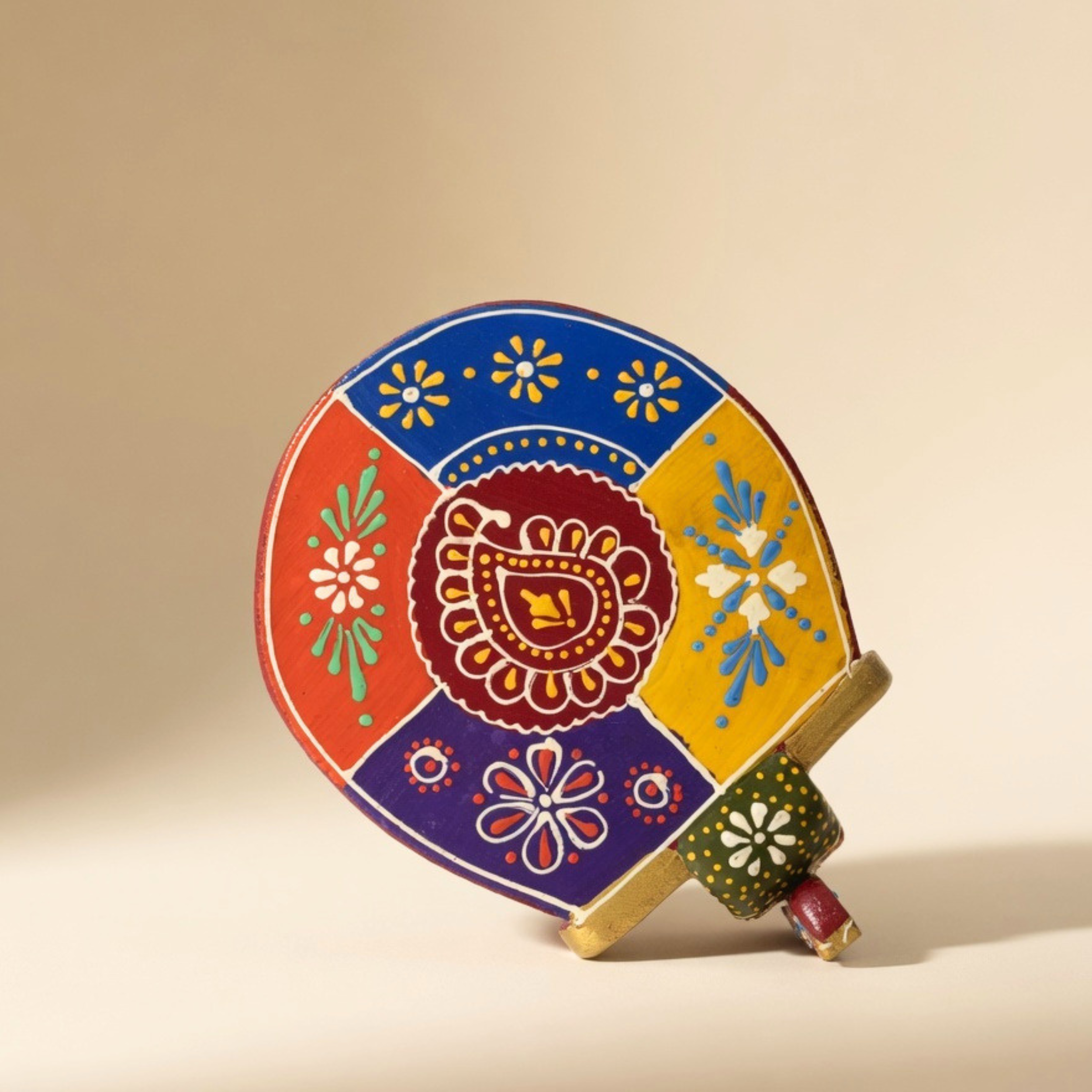 Gulabi Craft Mini Handcrafted Red Wooden Elephant Stool (4-Inch) – Traditional Hand-Painted Table Decor &amp; Festive Gift Item