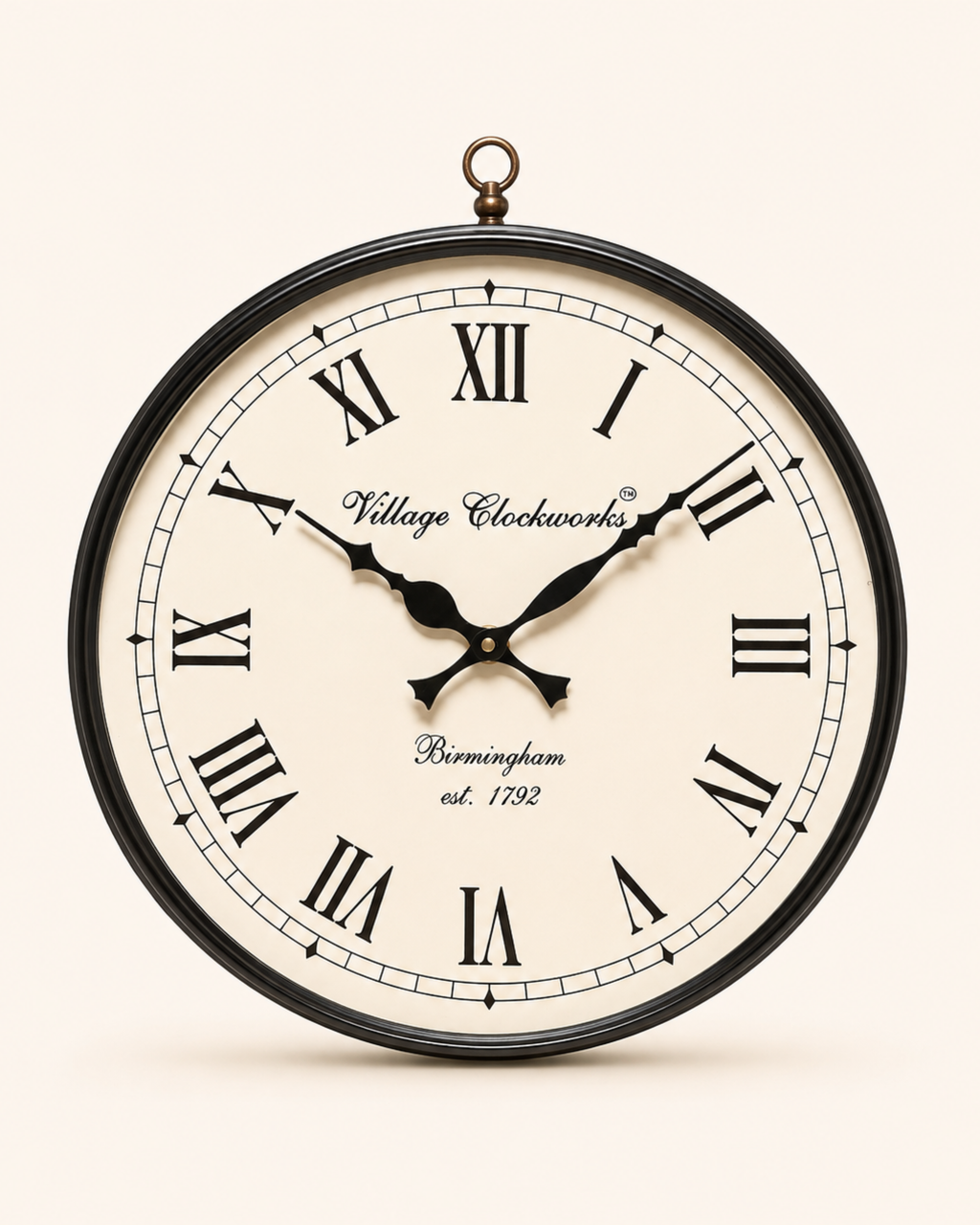 8 Inch Double Face Retro Wall Clock | Antique Embossed Metal Silent Station Clock for Living Room | Gulabi Craft