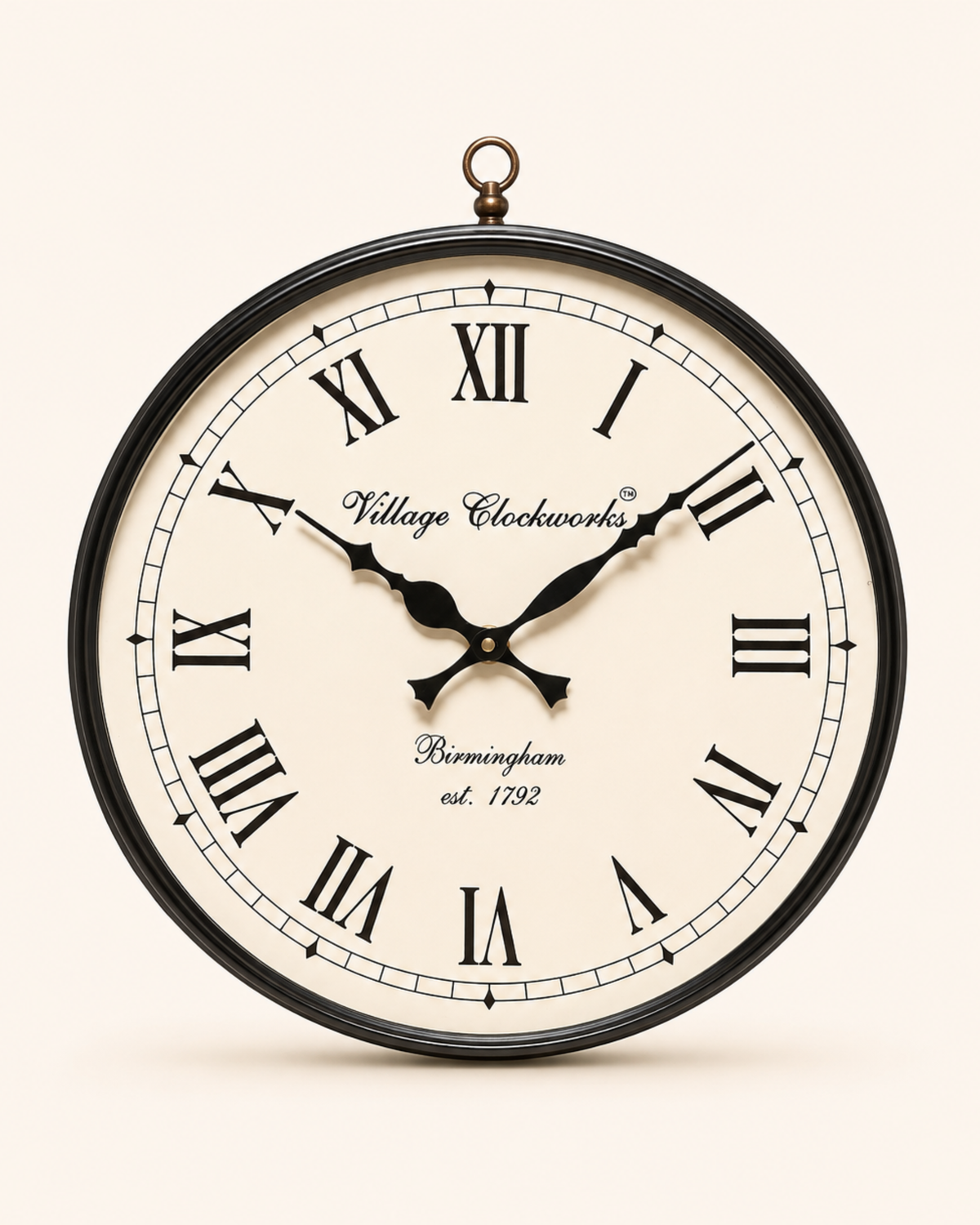 8 Inch Double Face Retro Wall Clock | Antique Embossed Metal Silent Station Clock for Living Room | Gulabi Craft