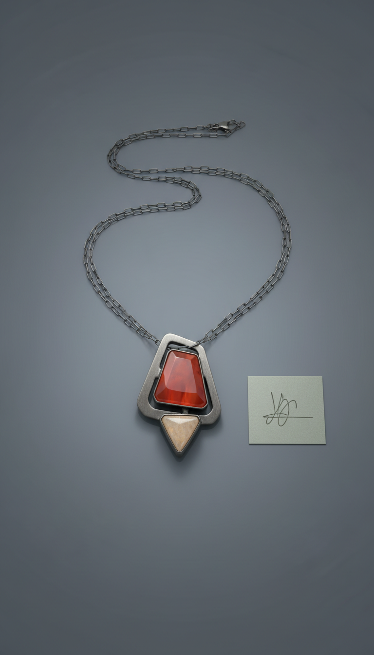 Geometric Semi-Precious Stone Pendant Necklace