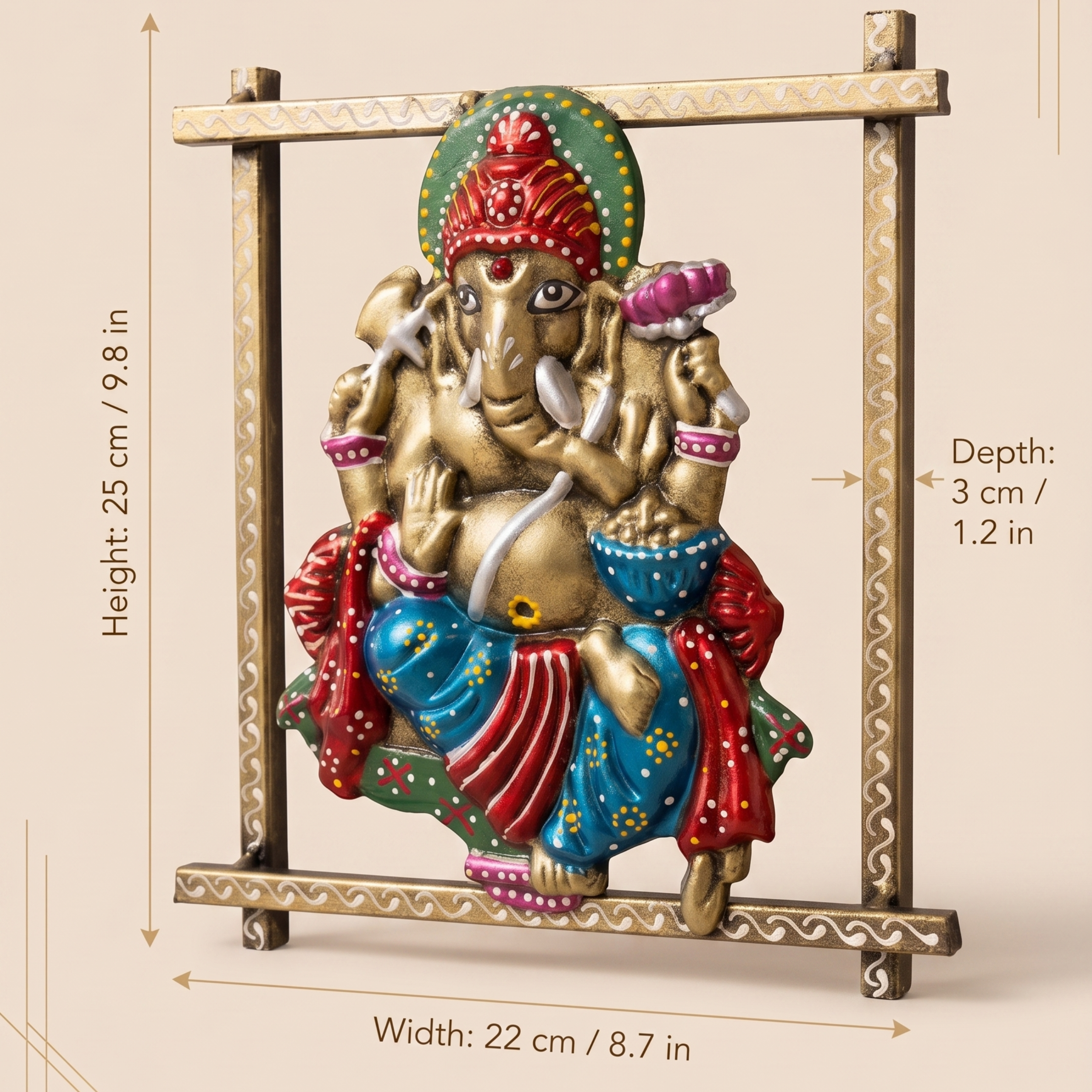 Handcrafted Ganesha Wall Frame – Metal Lord Ganesh Art for Pooja Room, Home Decor & Gifting | Gulabi Craft