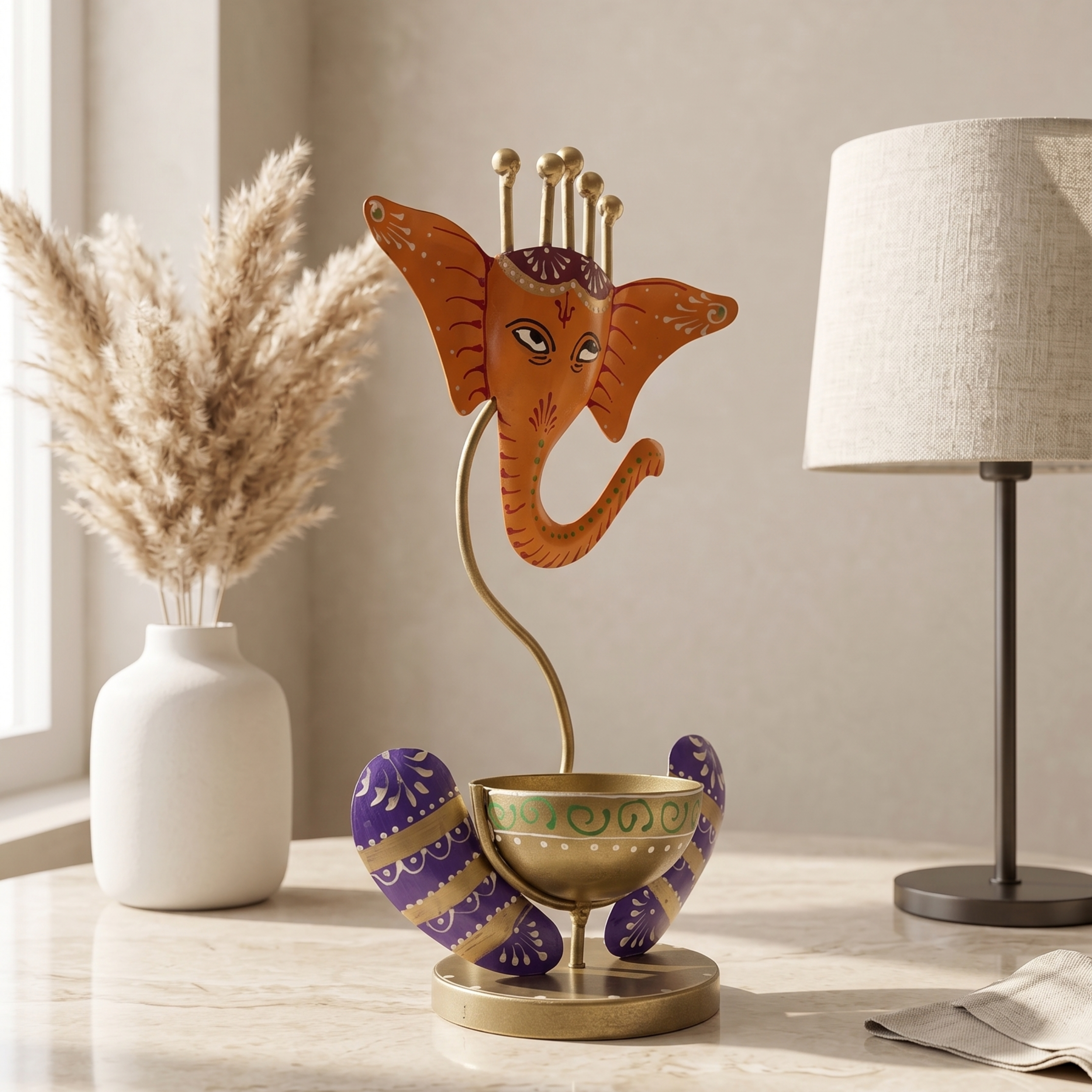 Handcrafted Lord Ganesha Decorative Bowl | Premium Spiritual Home Decor | Gulabi Craft