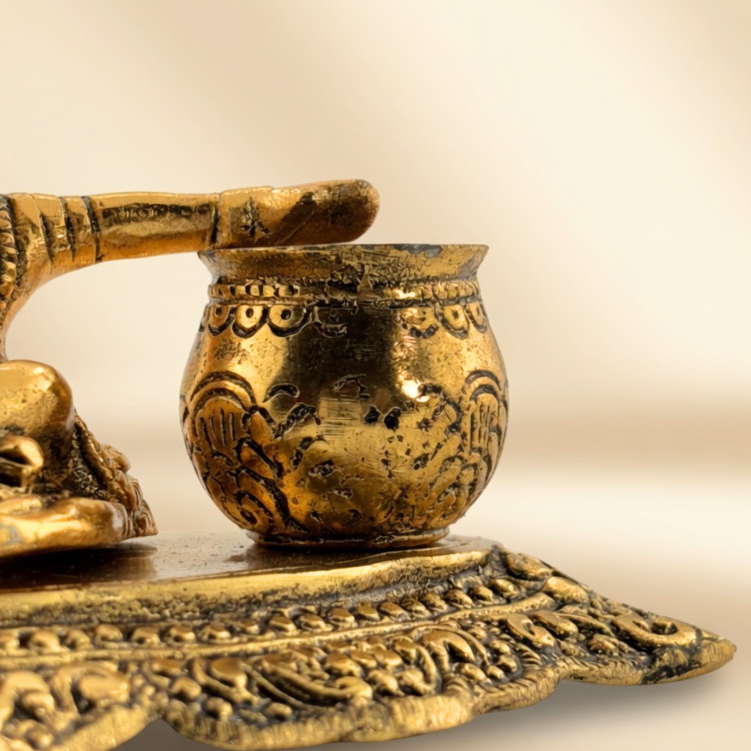 Handcrafted Matka Gopal Idol – Antique Gold Laddu Gopal Krishna for Pooja Room &Premium Gifting | Gulabi Craft