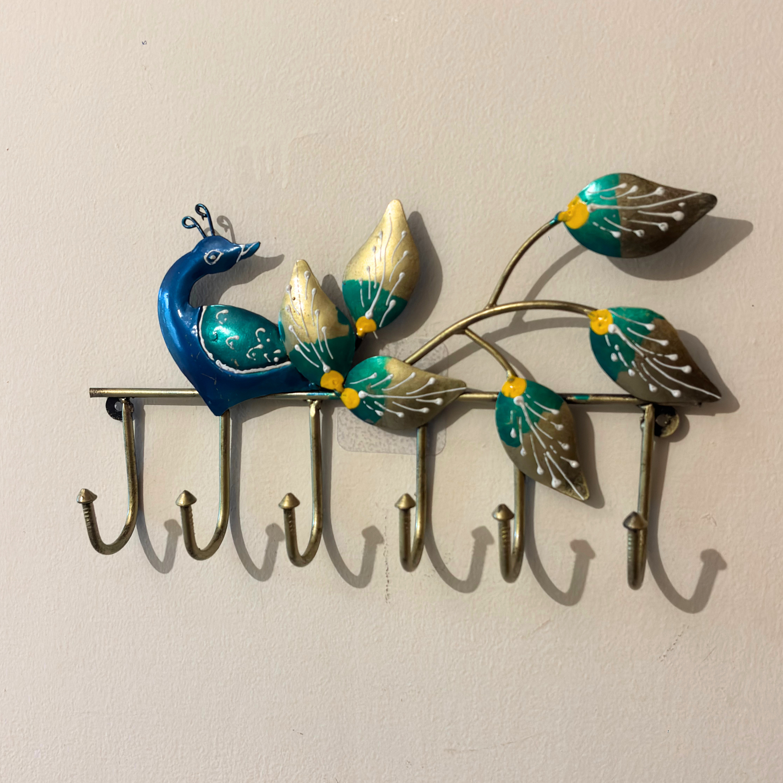Handcrafted Peacock Key Holder – Metal Wall Hook for Entryway Decor & Premium Gifting | Gulabi Craft