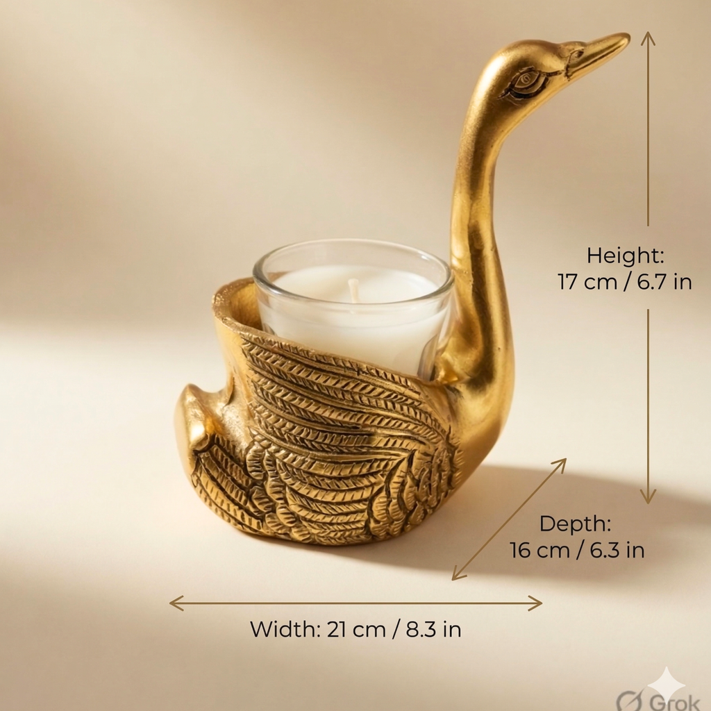 Gulabi Craft Set of 2 Golden Duck Candle Holders – Handcrafted Tealight Votive Stand for Table Decor &amp; Festive Gifting