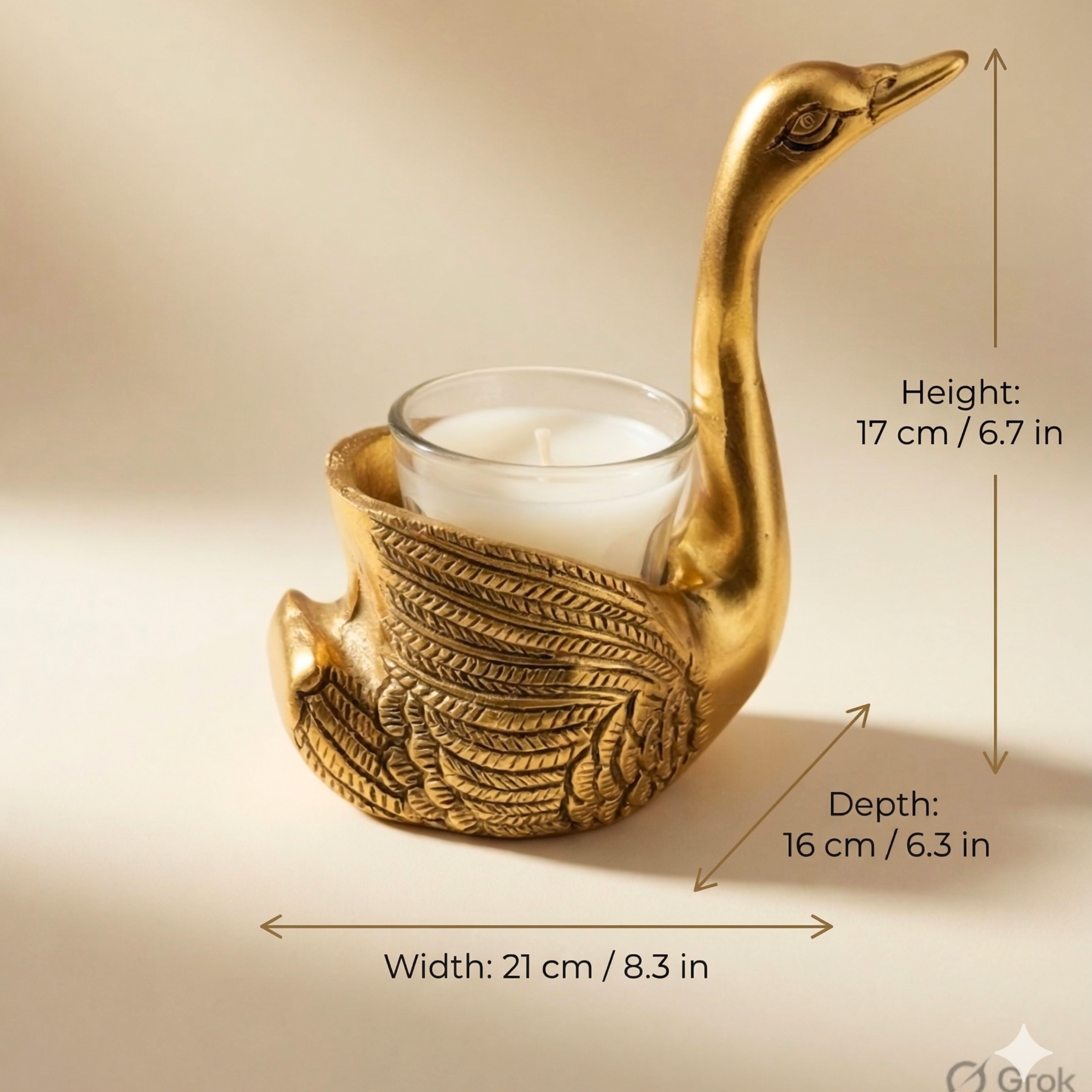 Gulabi Craft Set of 2 Golden Duck Candle Holders – Handcrafted Tealight Votive Stand for Table Decor &amp; Festive Gifting