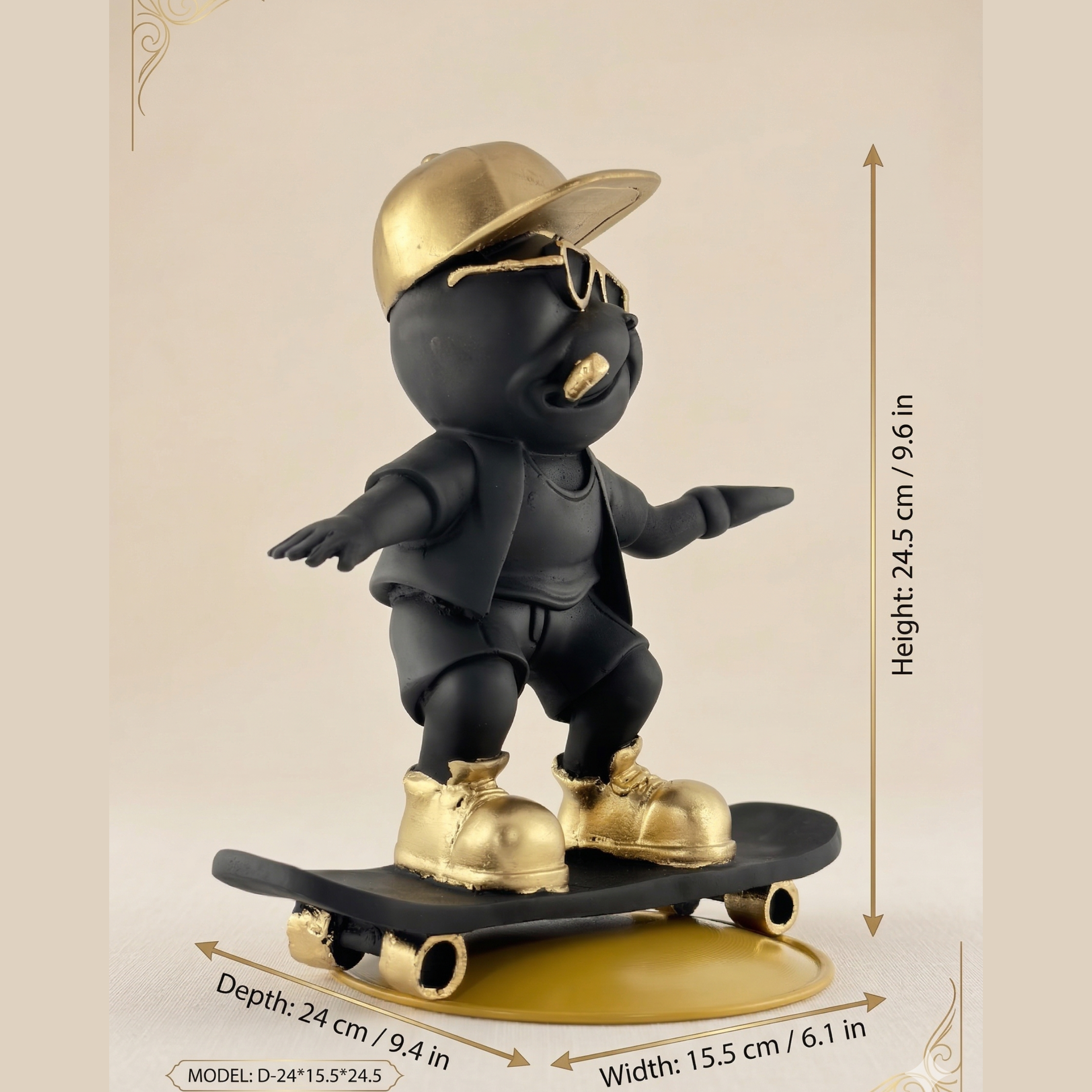 Cool Skateboarding Bulldog Figurine – Modern Resin Home Decor