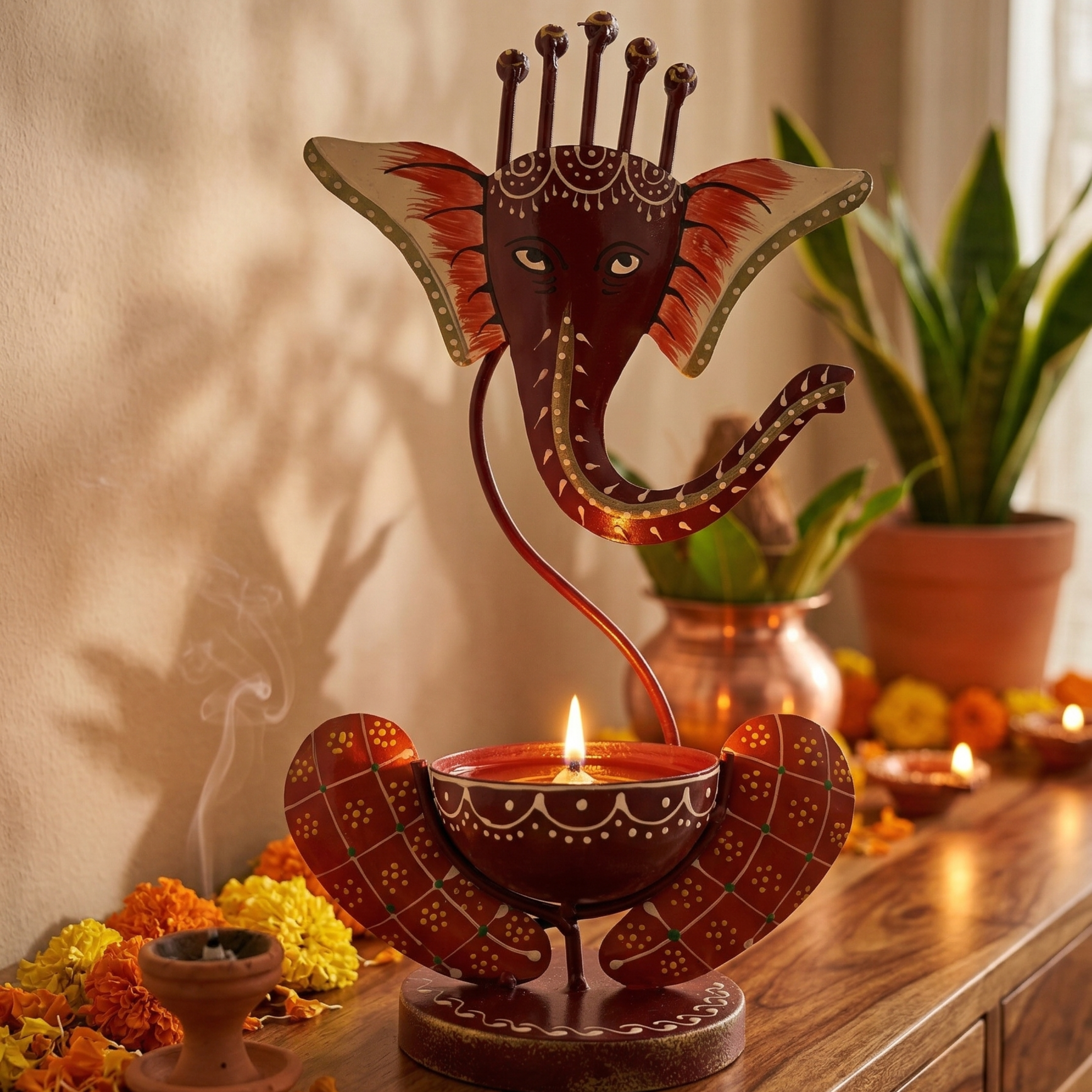 Handcrafted Lord Ganesha Diya Bowl | Premium Festive Decor | Gulabi Craft