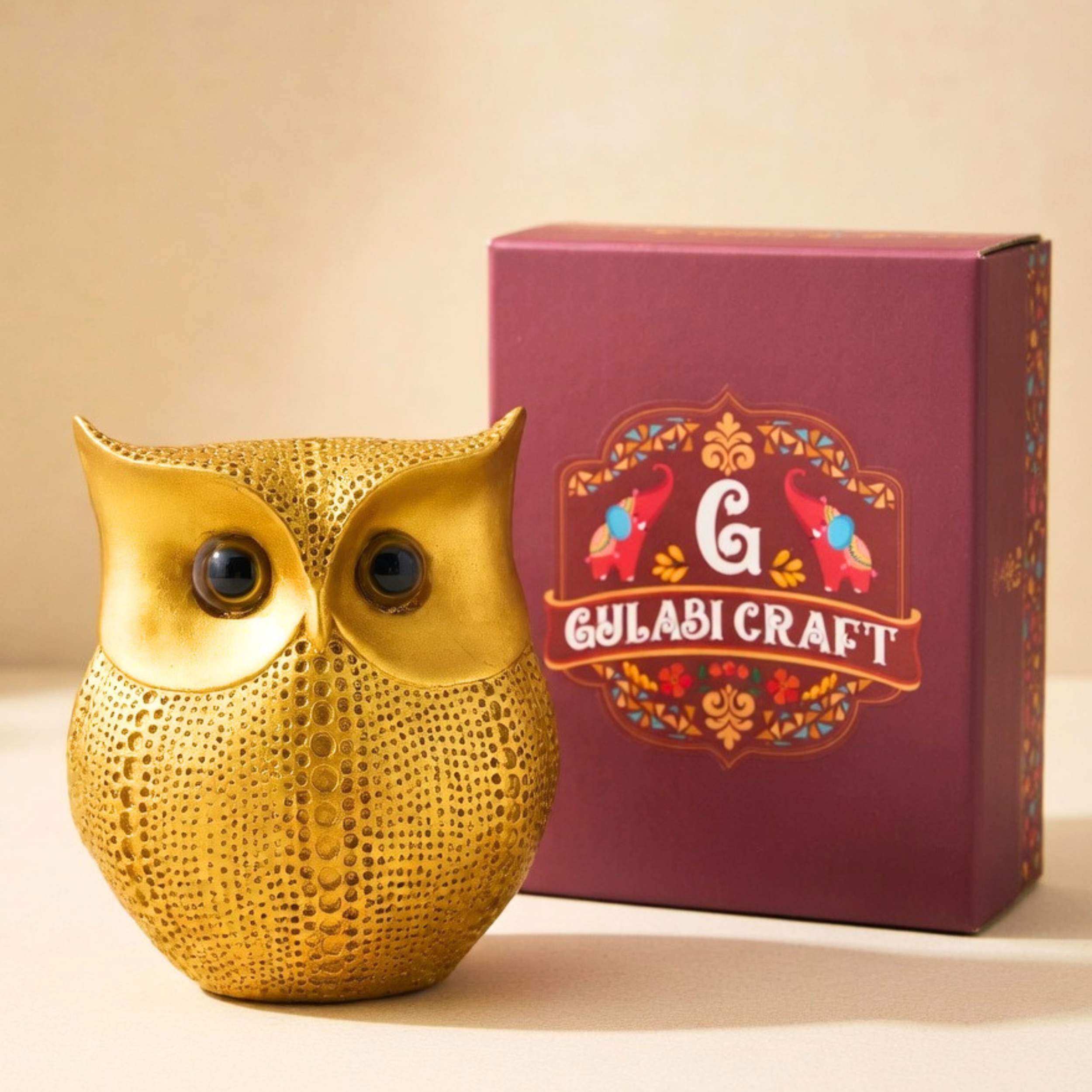 Golden Owl Decor Statue – Modern Minimalist Home Accent