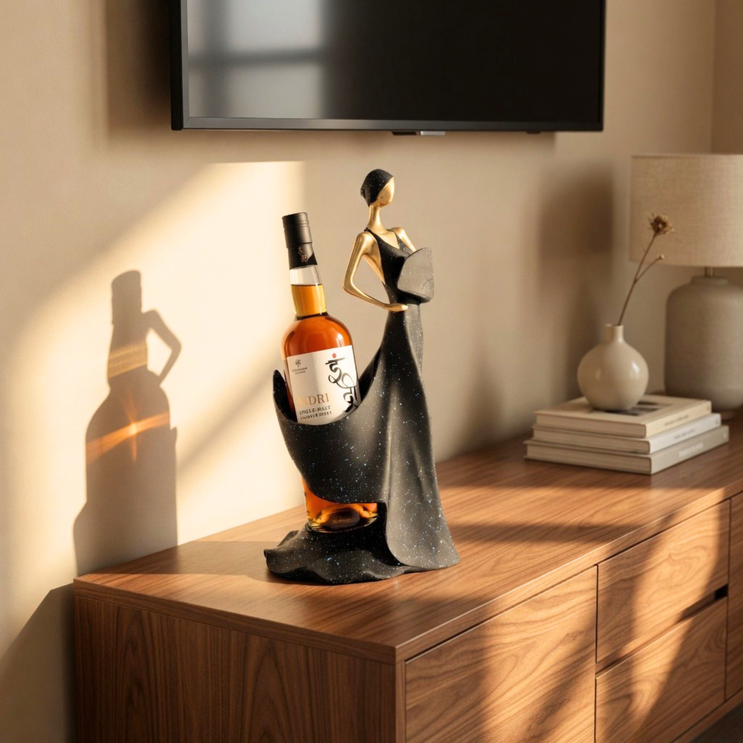 Handcrafted Elegant Wine Lady Bottle Holder – Luxury Bar & Table Decor Gift Item | Gulabi Craft