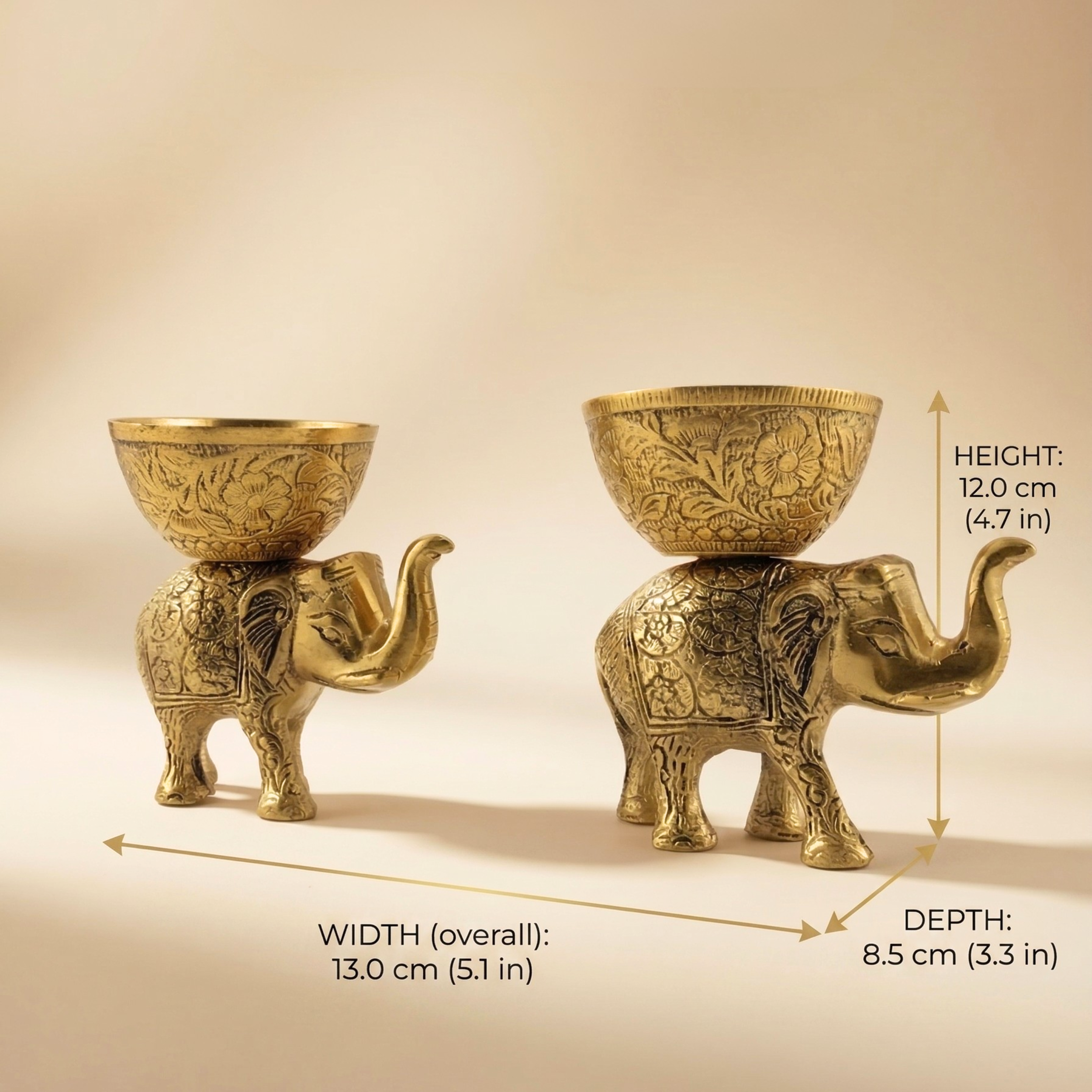 Gulabi Craft Handcrafted Golden Elephant Serving Bowl – Premium Metal Dry Fruit Holder & Royal Table Decor