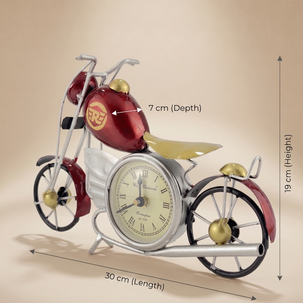 Handmade Metal Motorcycle Table Clock – Vintage Home Decor
