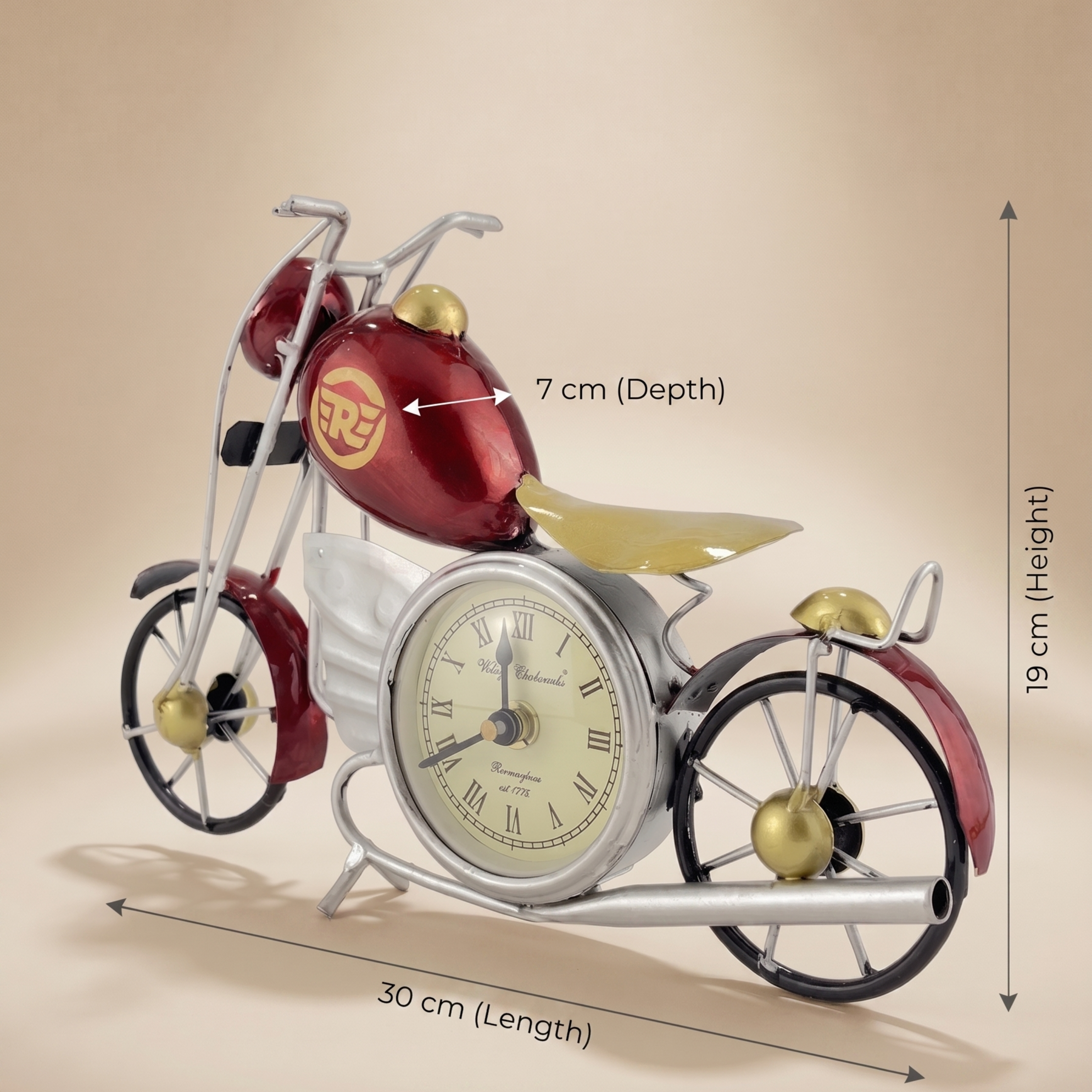 Handmade Metal Motorcycle Table Clock – Vintage Home Decor