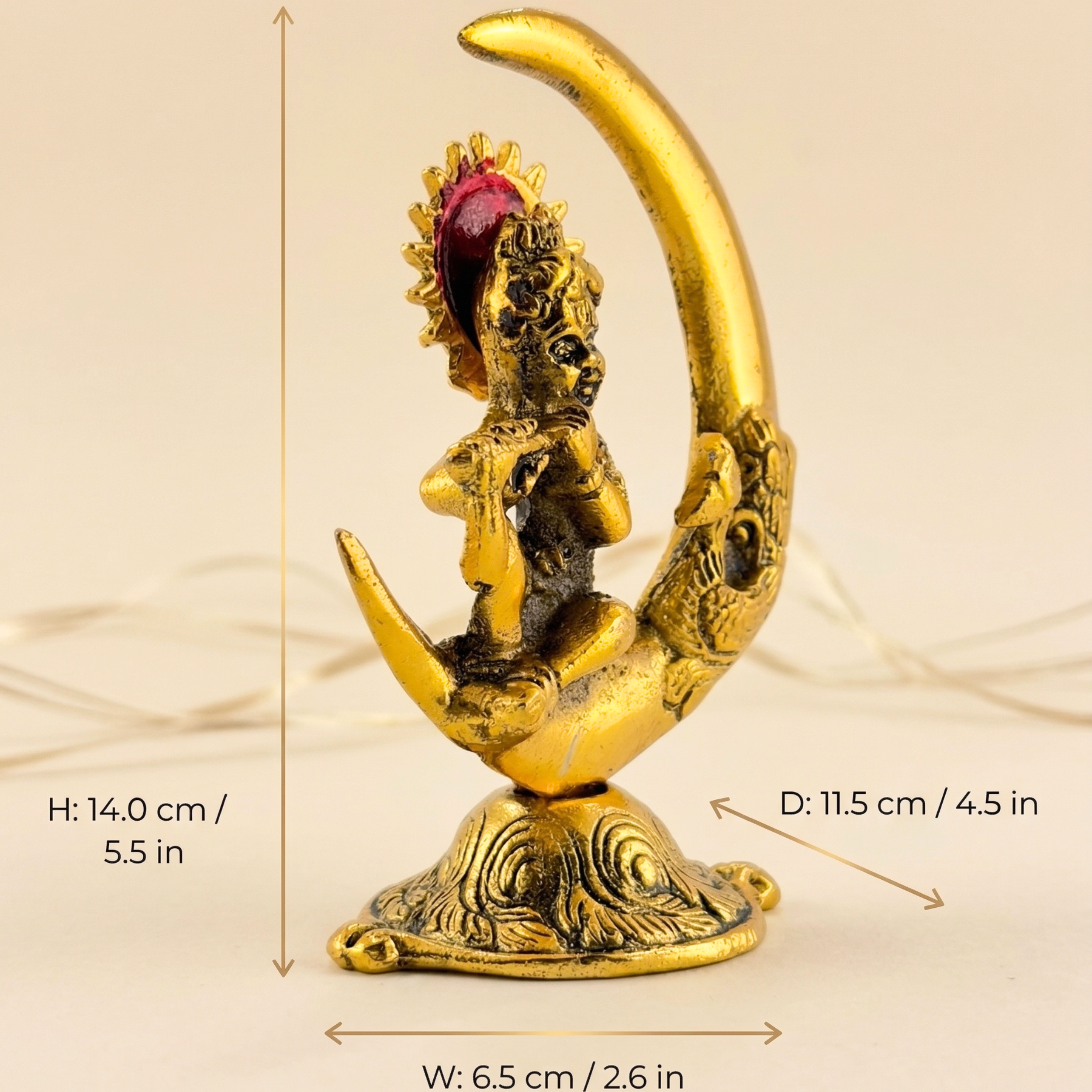 Krishna Moon Statue | Handmade Spiritual Brass Home Decor Idol