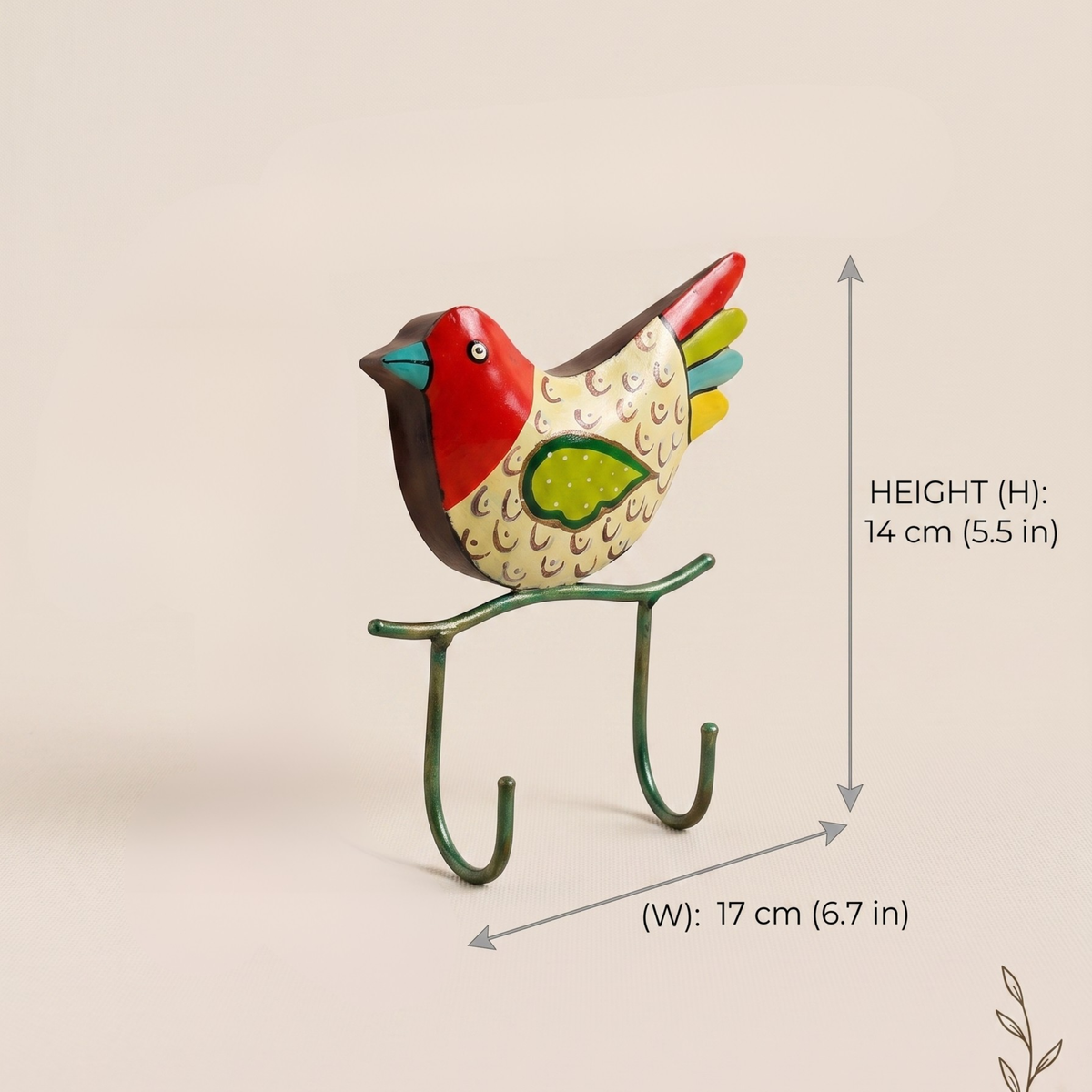 Handcrafted Multicolour Bird Key Holder – Metal Wall Hook for Entryway Decor & Gifting | Gulabi Craft