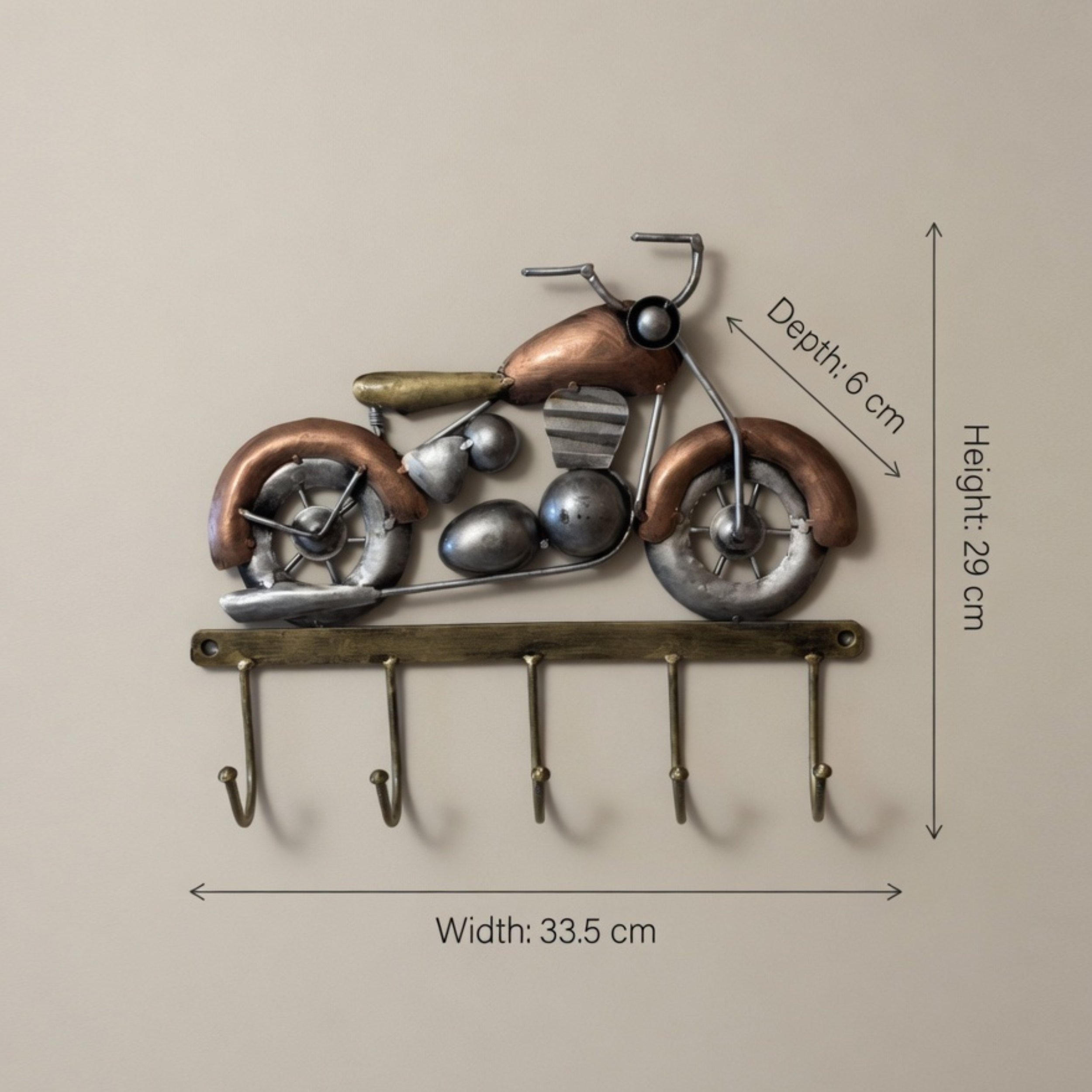 Handcrafted Vintage Bike Key Holder – Rustic Metal Motorcycle Wall Hook for Home Decor & Gifting | Gulabi Craft