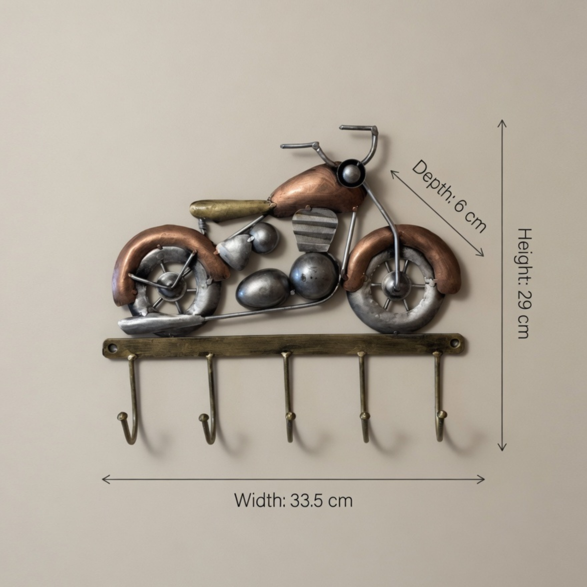 Handcrafted Vintage Bike Key Holder – Rustic Metal Motorcycle Wall Hook for Home Decor & Gifting | Gulabi Craft