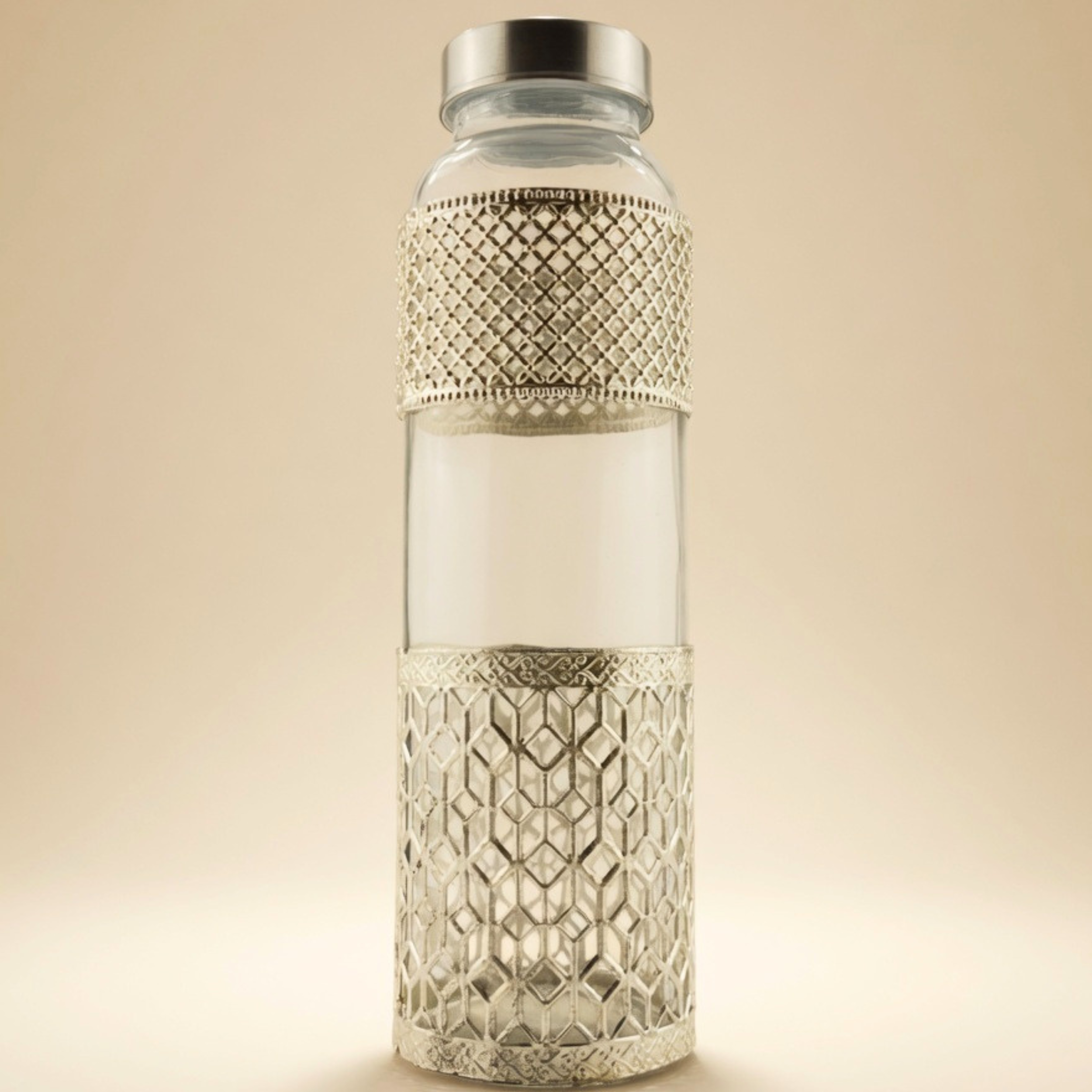 Luxury Glass Bottle & Tumbler Set | Premium Drinkware with Metal Holder