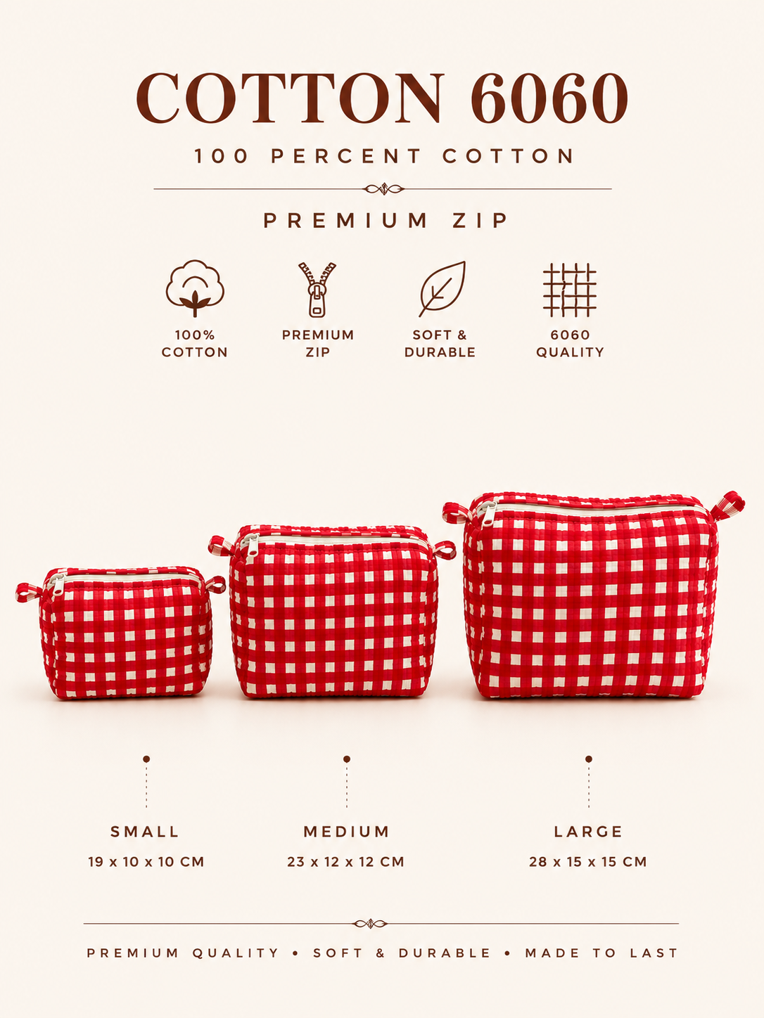 Saffron Leaf Tote Bag & Red Gingham Toiletry Pouch Gift Set | 4-Piece Quilted Cotton Travel Combo