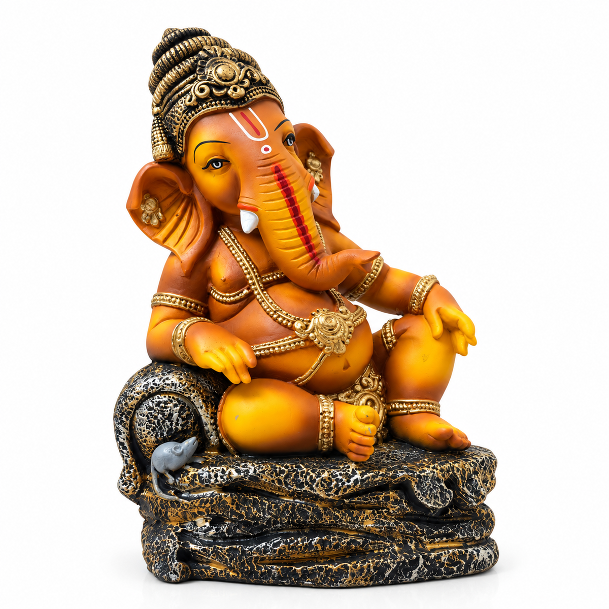 Gulabi Craft Lord Ganesha Idol – Handcrafted Antique Gold Ganpati Statue for Home, Pooja Room & Gifting (41 cm)