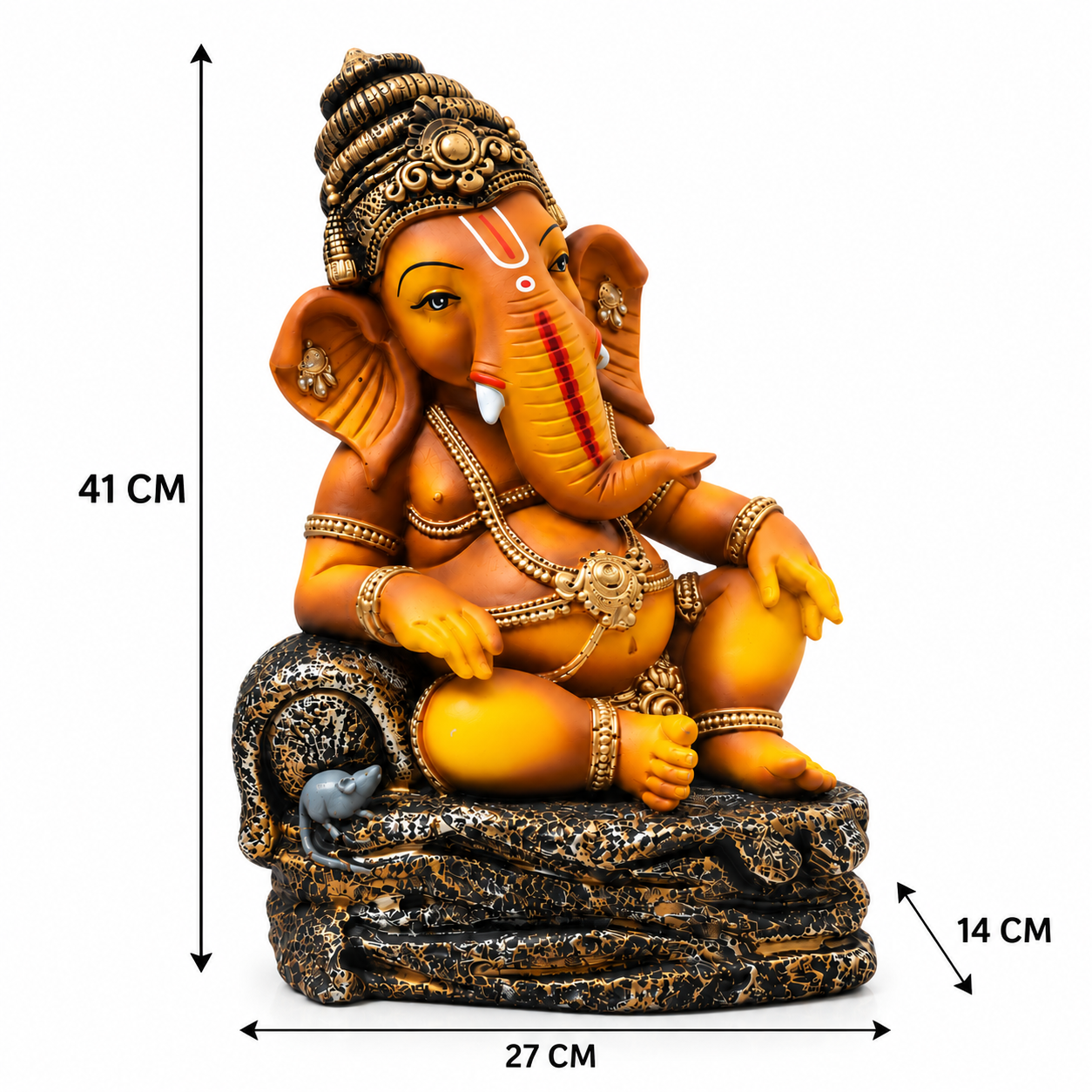 Gulabi Craft Lord Ganesha Idol – Handcrafted Antique Gold Ganpati Statue for Home, Pooja Room & Gifting (41 cm)