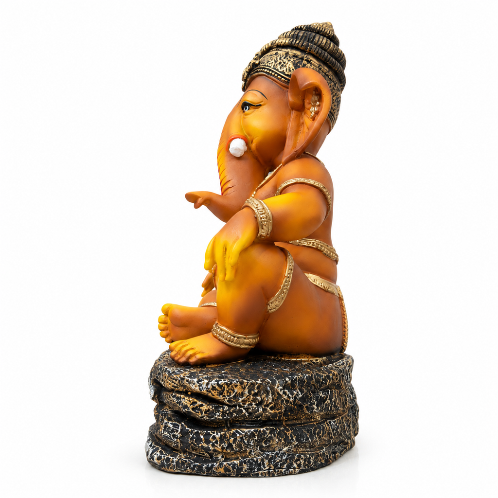 Gulabi Craft Lord Ganesha Idol – Handcrafted Antique Gold Ganpati Statue for Home, Pooja Room & Gifting (41 cm)