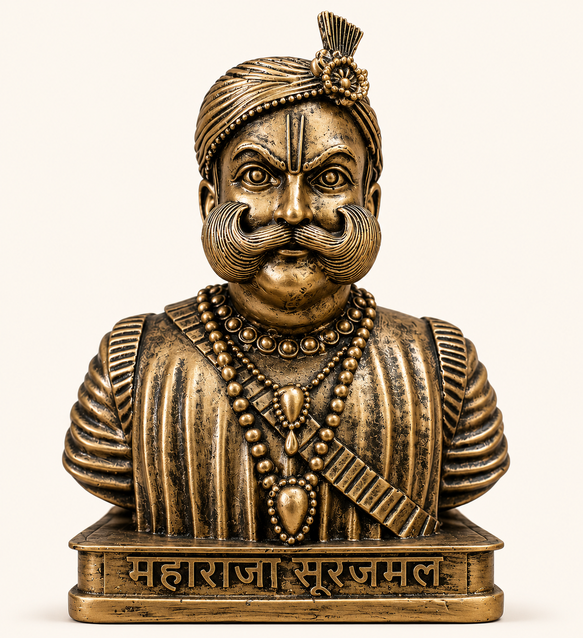 Maharaja Surajmal Bust Statue - Antique Finish Handcrafted Home Decor & Gifting by Gulabi Craft
