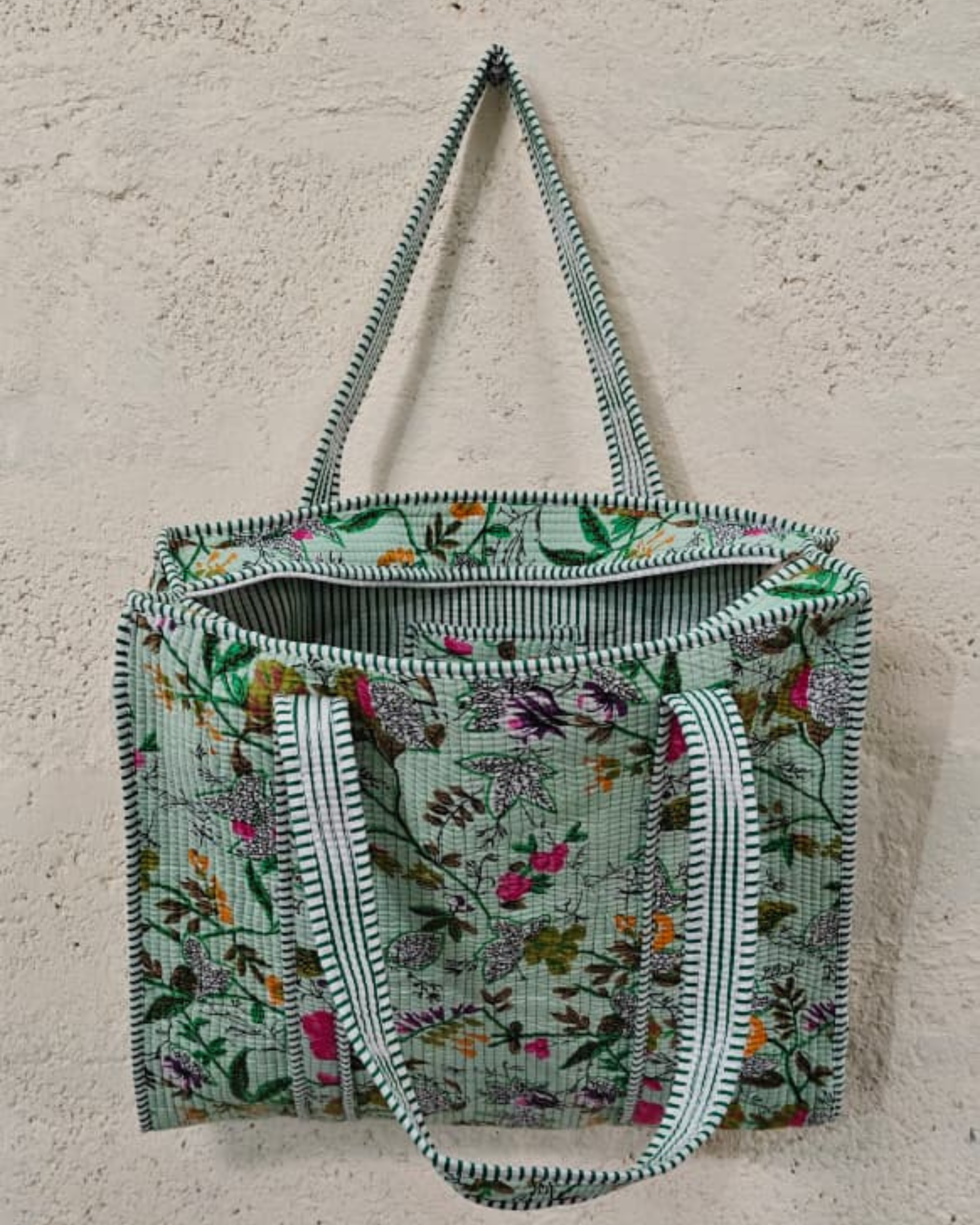 Handmade Quilted Floral Cotton Tote Bag – Eco-Friendly Everyday Carry &amp; Premium Gift Item | Gulabi Craft