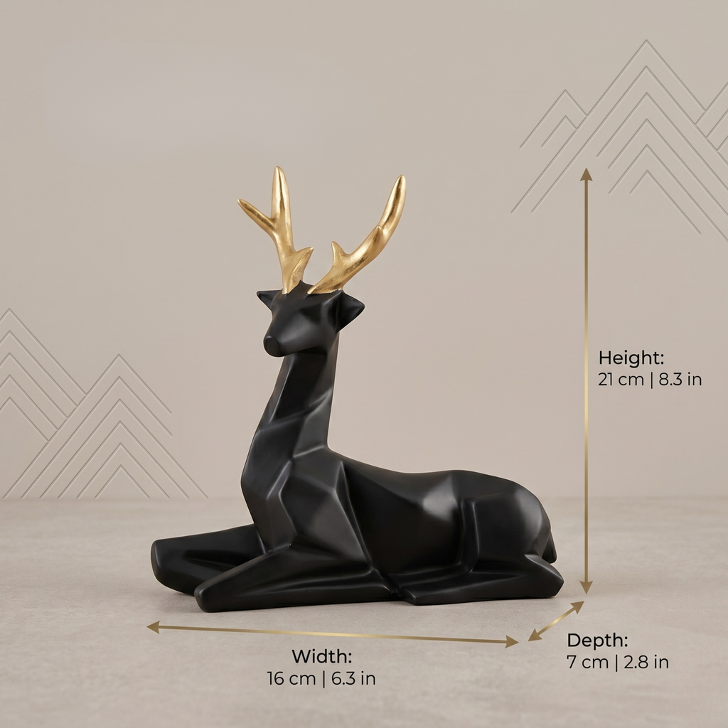Modern Black Deer Figurine Set – Nordic Minimalist Home Decor Sculpture